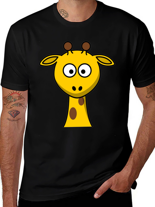 Cute Giraffe Graphic Black T-Shirt