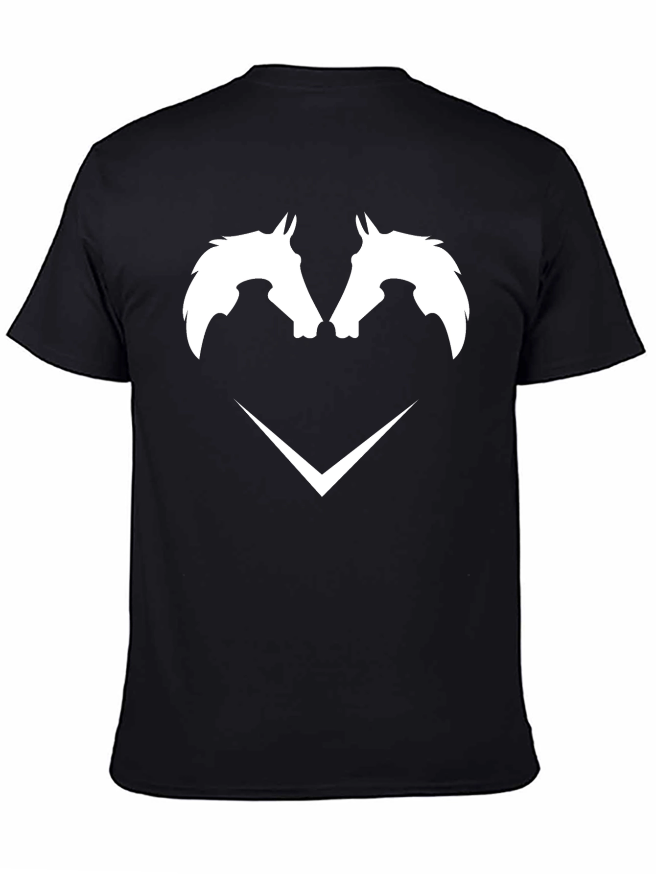 Black T-Shirt with White Horse Head Graphic