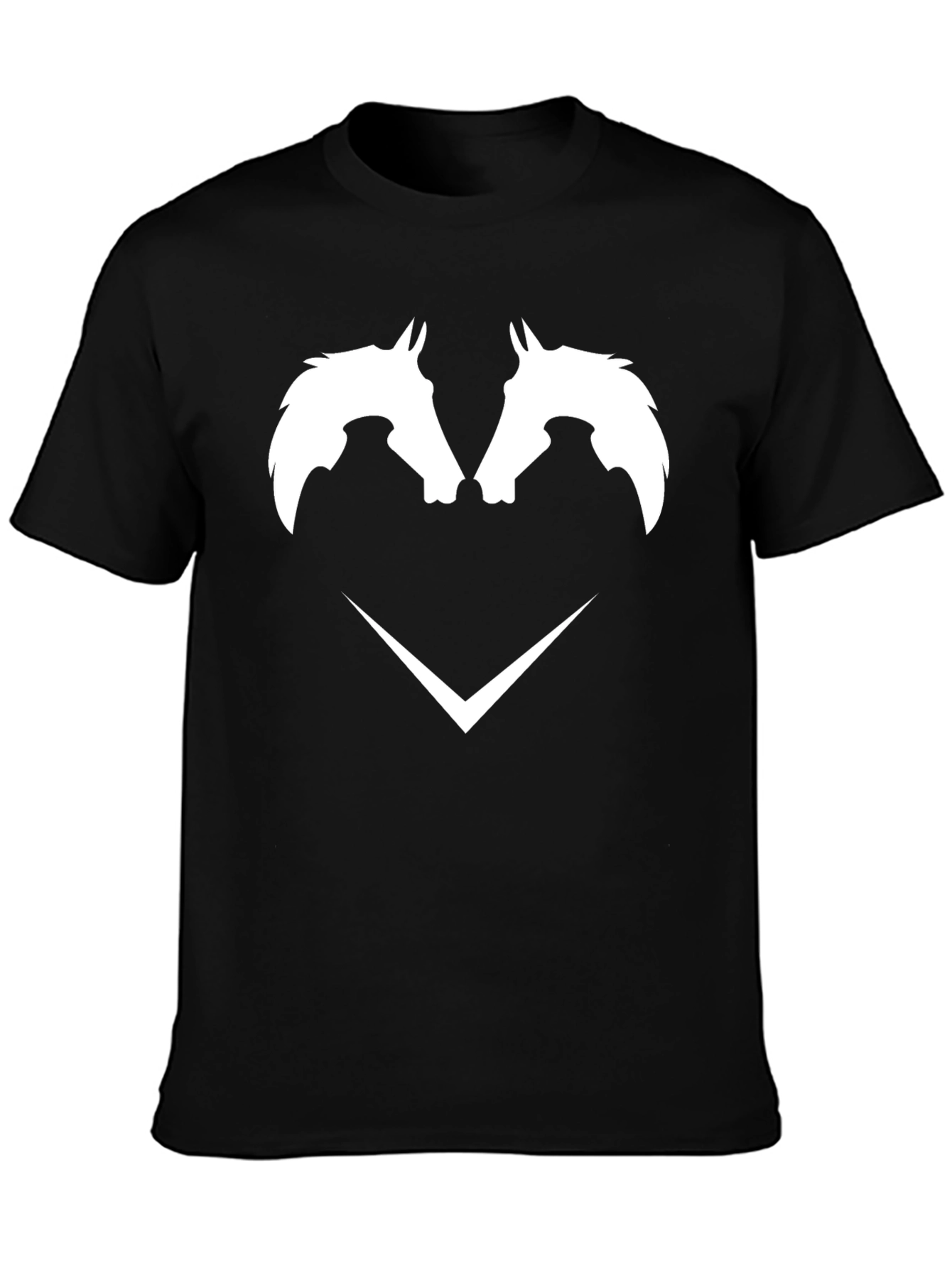 Black T-Shirt with White Horse Head Graphic