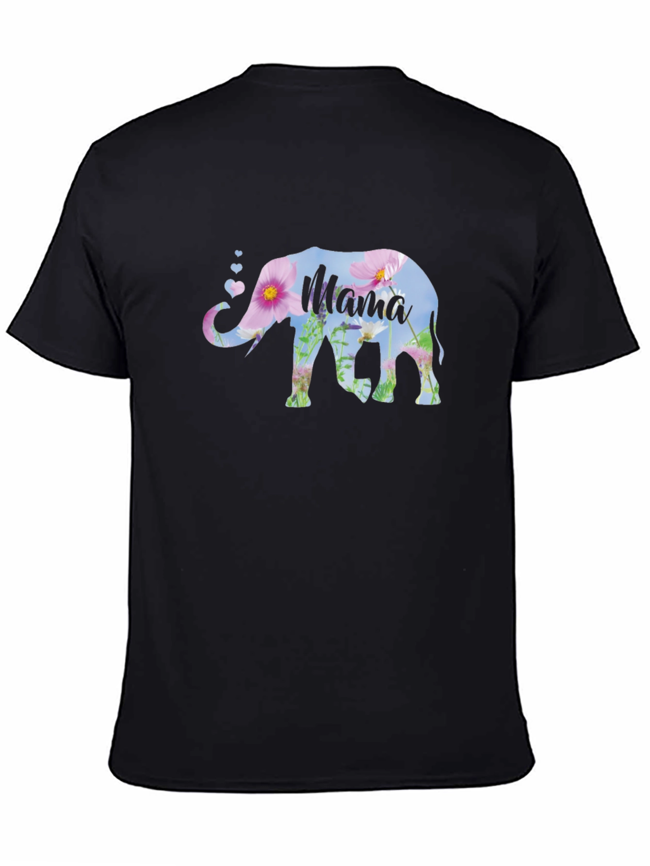 Mama Elephant Floral Graphic Tee - Black