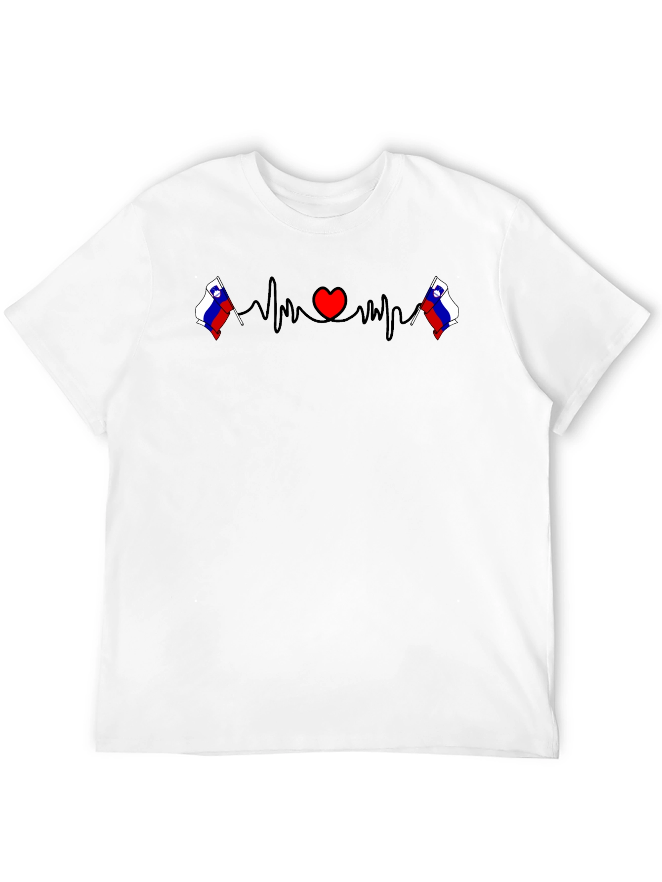 Slovenia Heartbeat Flag T-Shirt - Black
