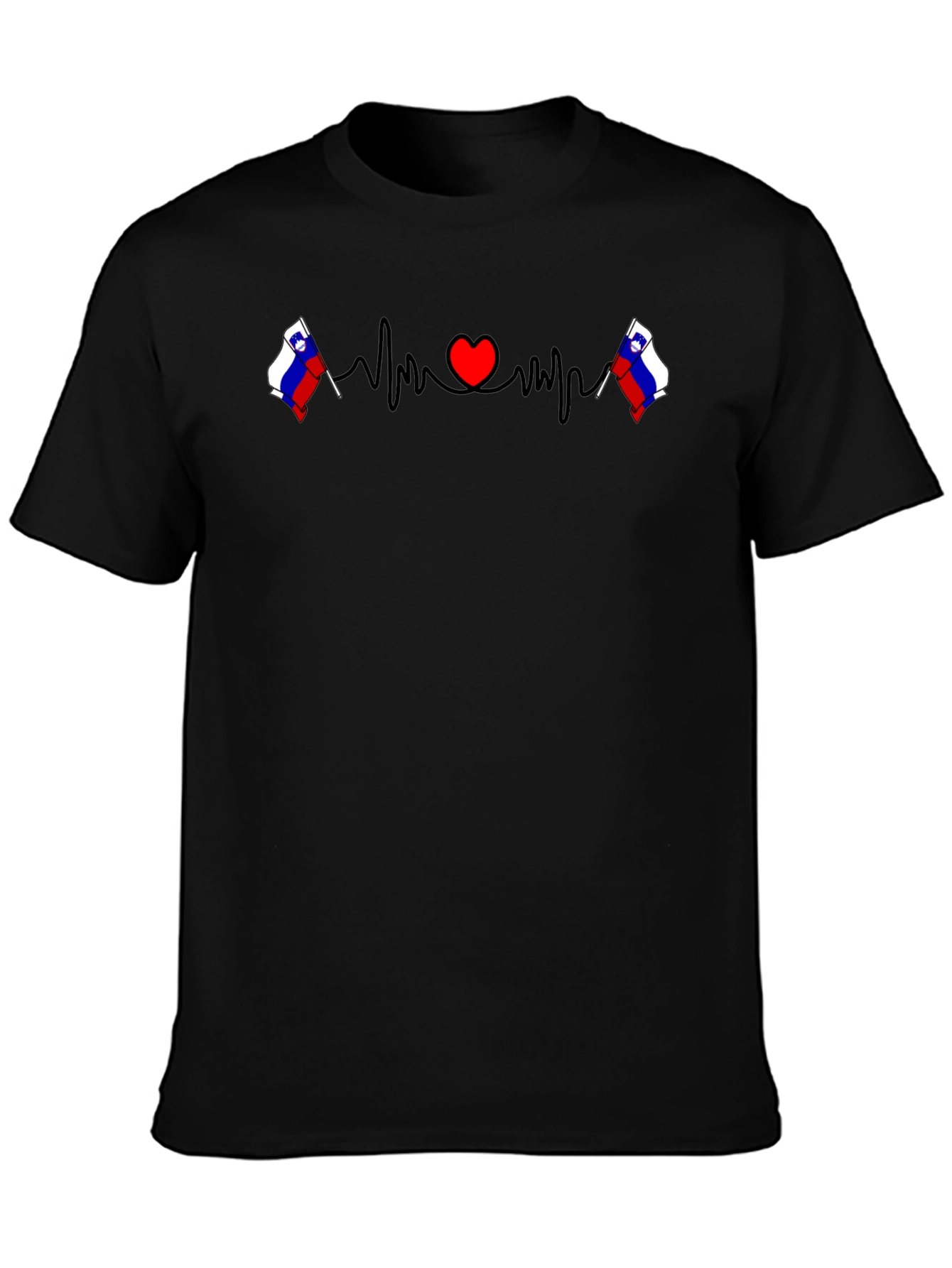 Slovenia Heartbeat Flag T-Shirt - Black