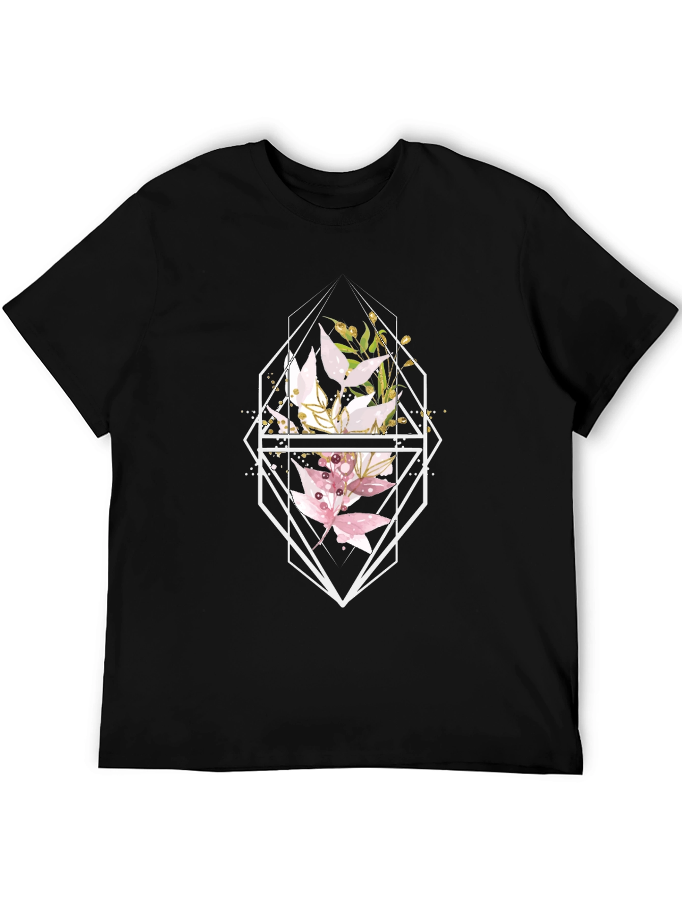 Floral Geometric Black T-Shirt