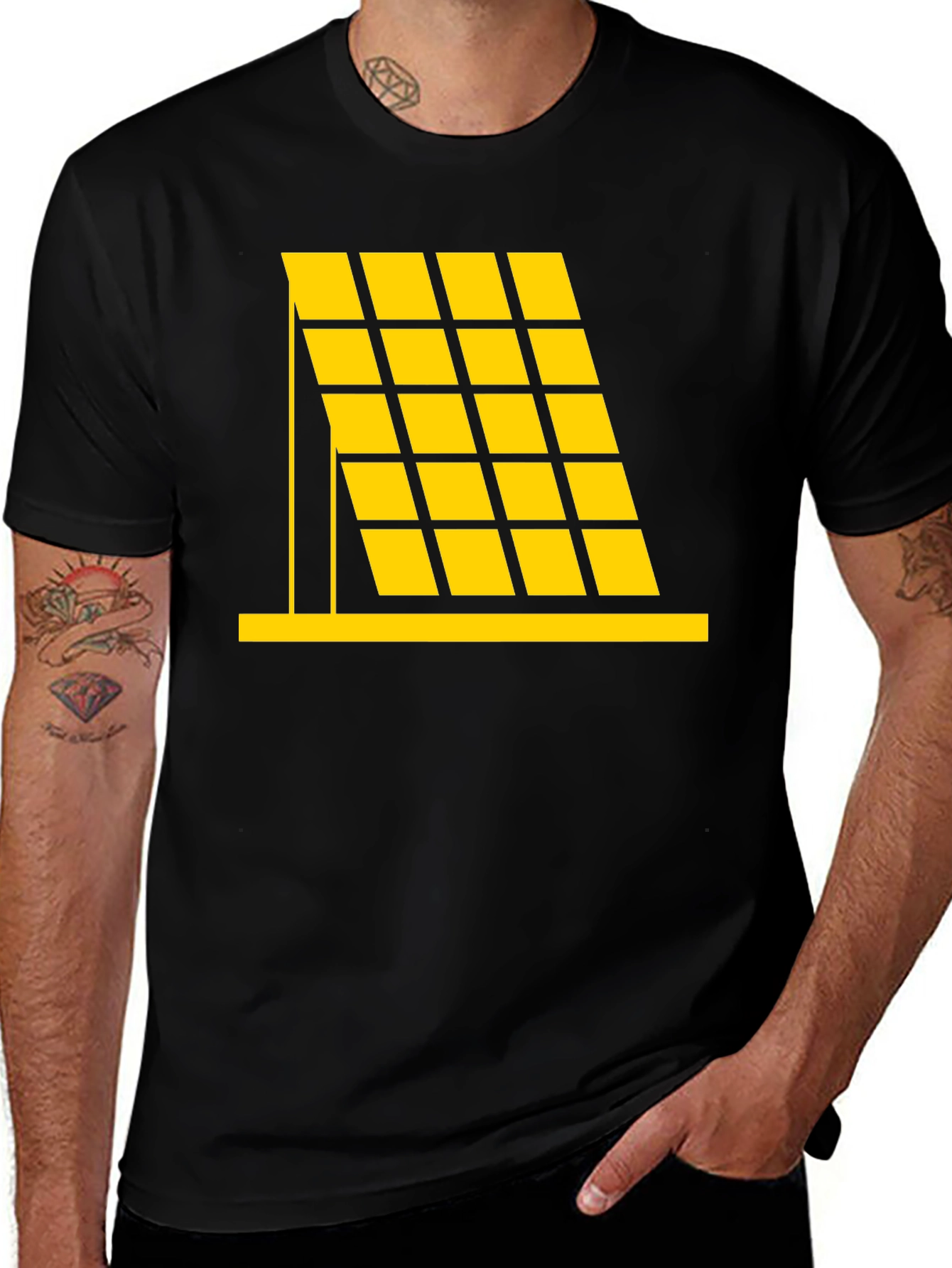 Solar Panel Graphic Tee - Black Cotton Comfort