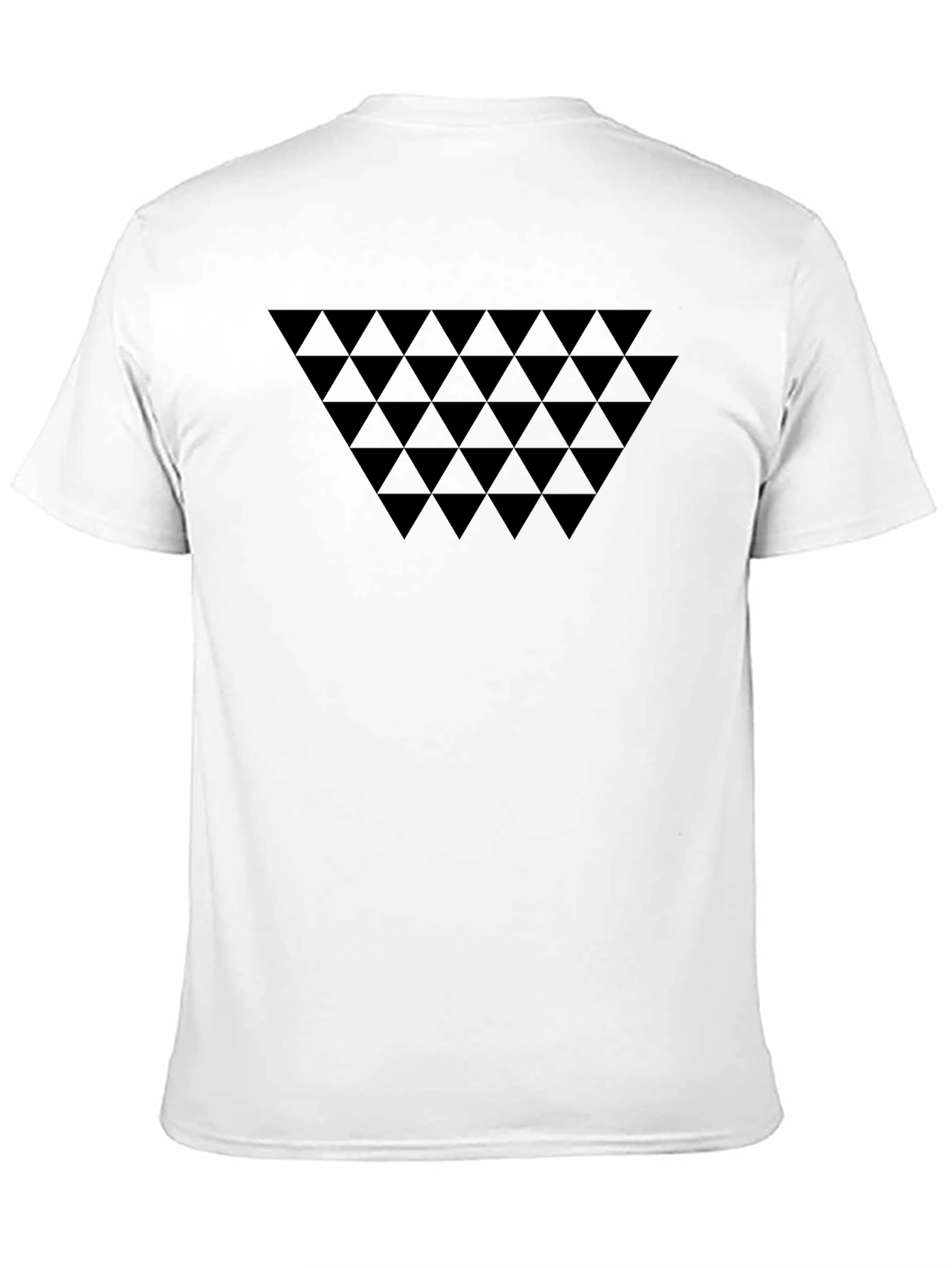 Geometric Triangle Pattern Black Crew Neck T-Shirt