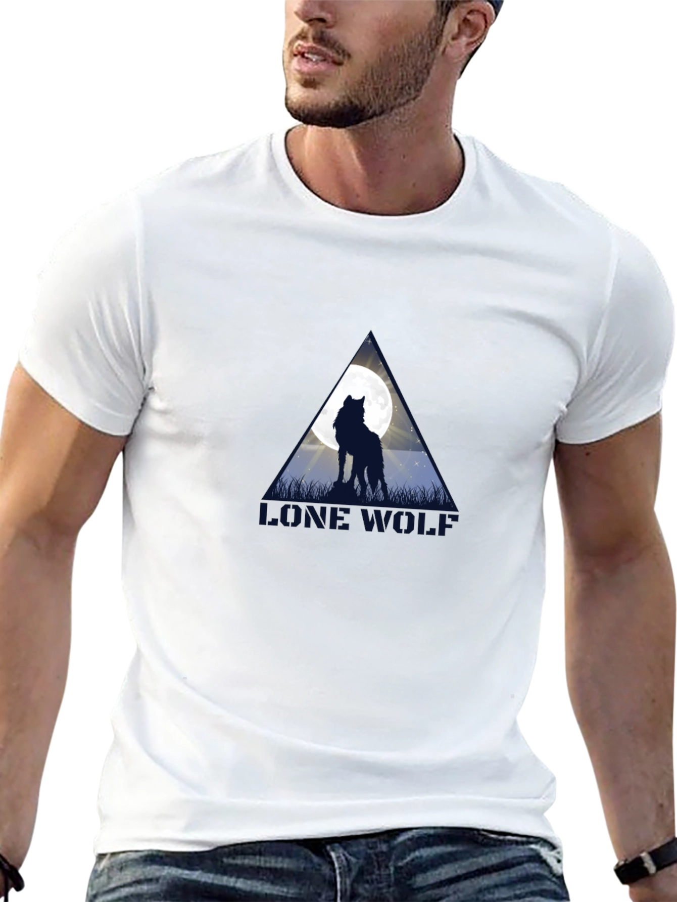 Lone Wolf Moon Graphic Black T-Shirt