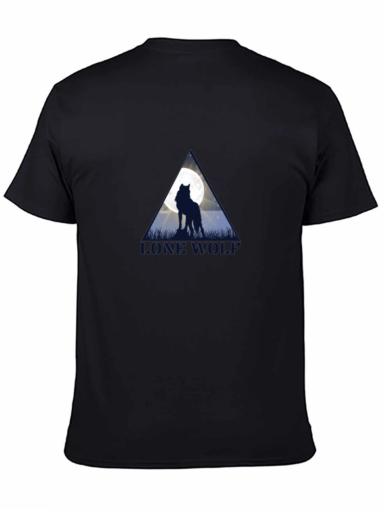 Lone Wolf Moon Graphic Black T-Shirt