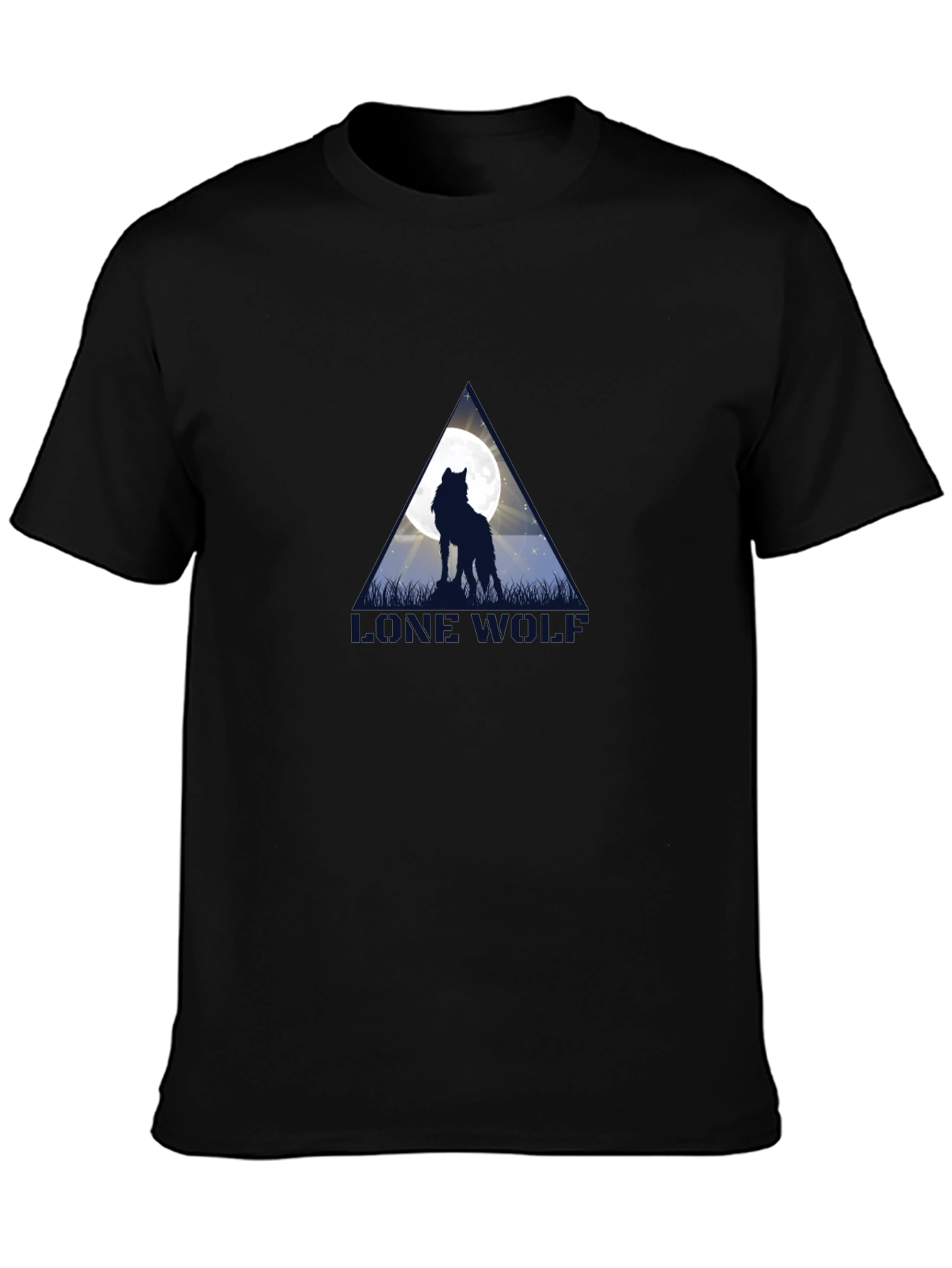 Lone Wolf Moon Graphic Black T-Shirt