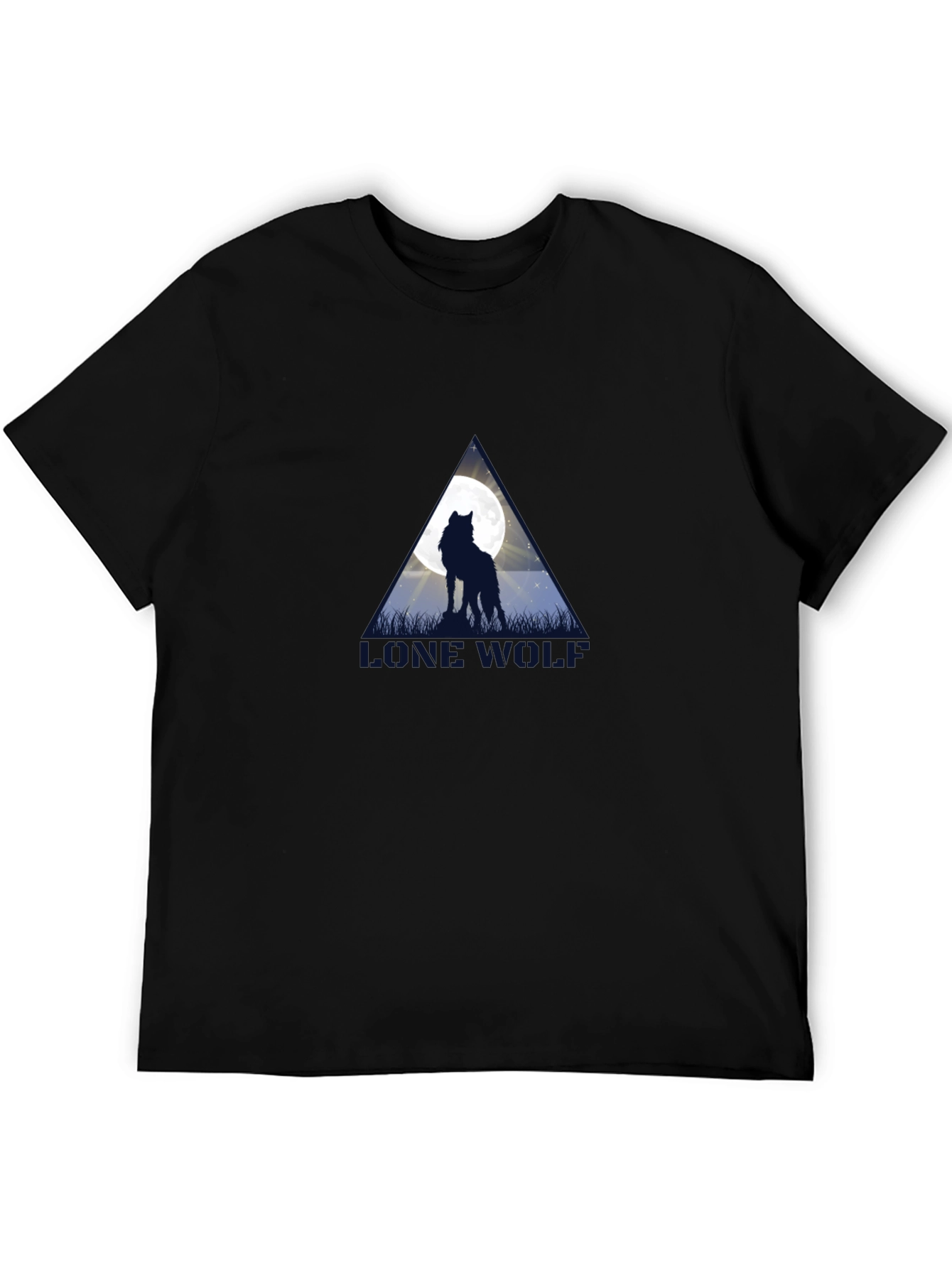 Lone Wolf Moon Graphic Black T-Shirt