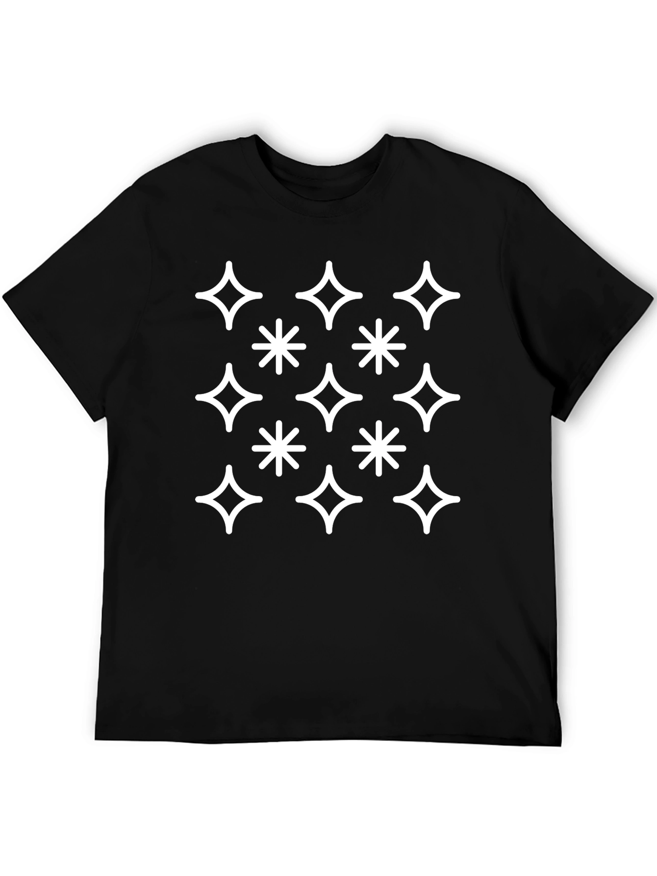 Sparkle Star Graphic Tee - Black Cotton T-Shirt