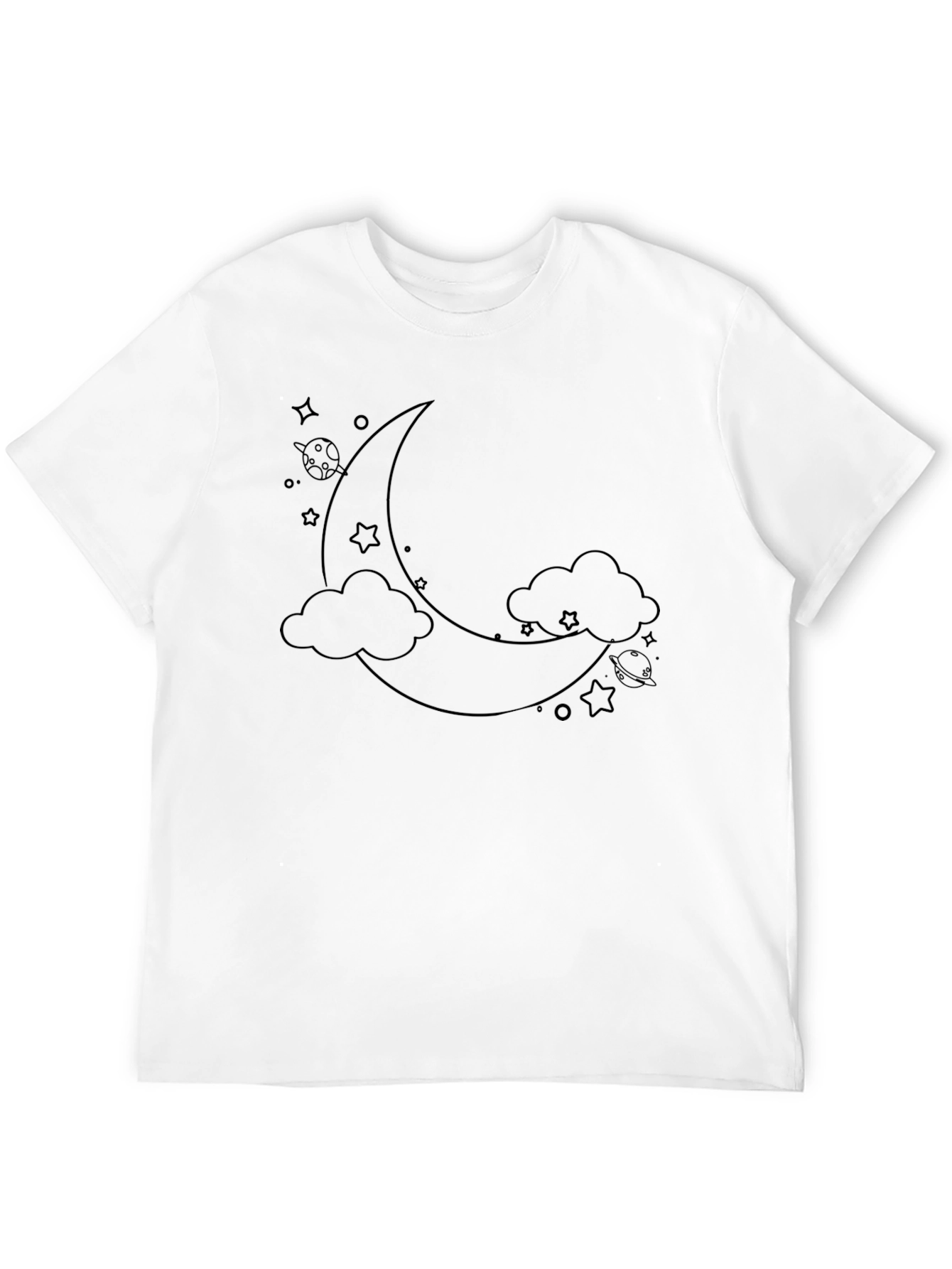 Dreamy Moon & Stars Graphic Tee - Black