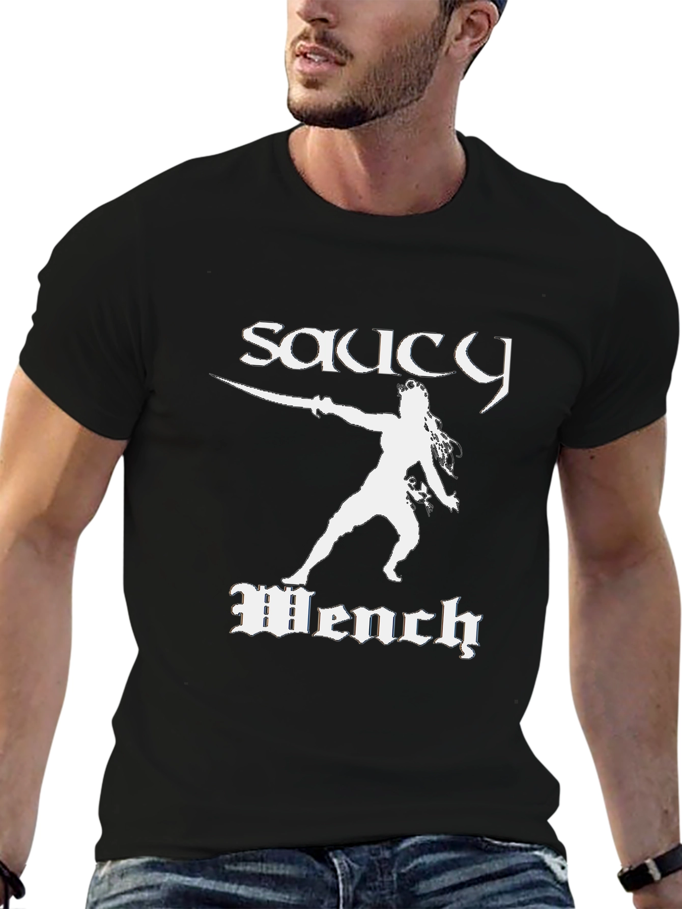 Saucy Wench Graphic Tee - Black Cotton T-Shirt