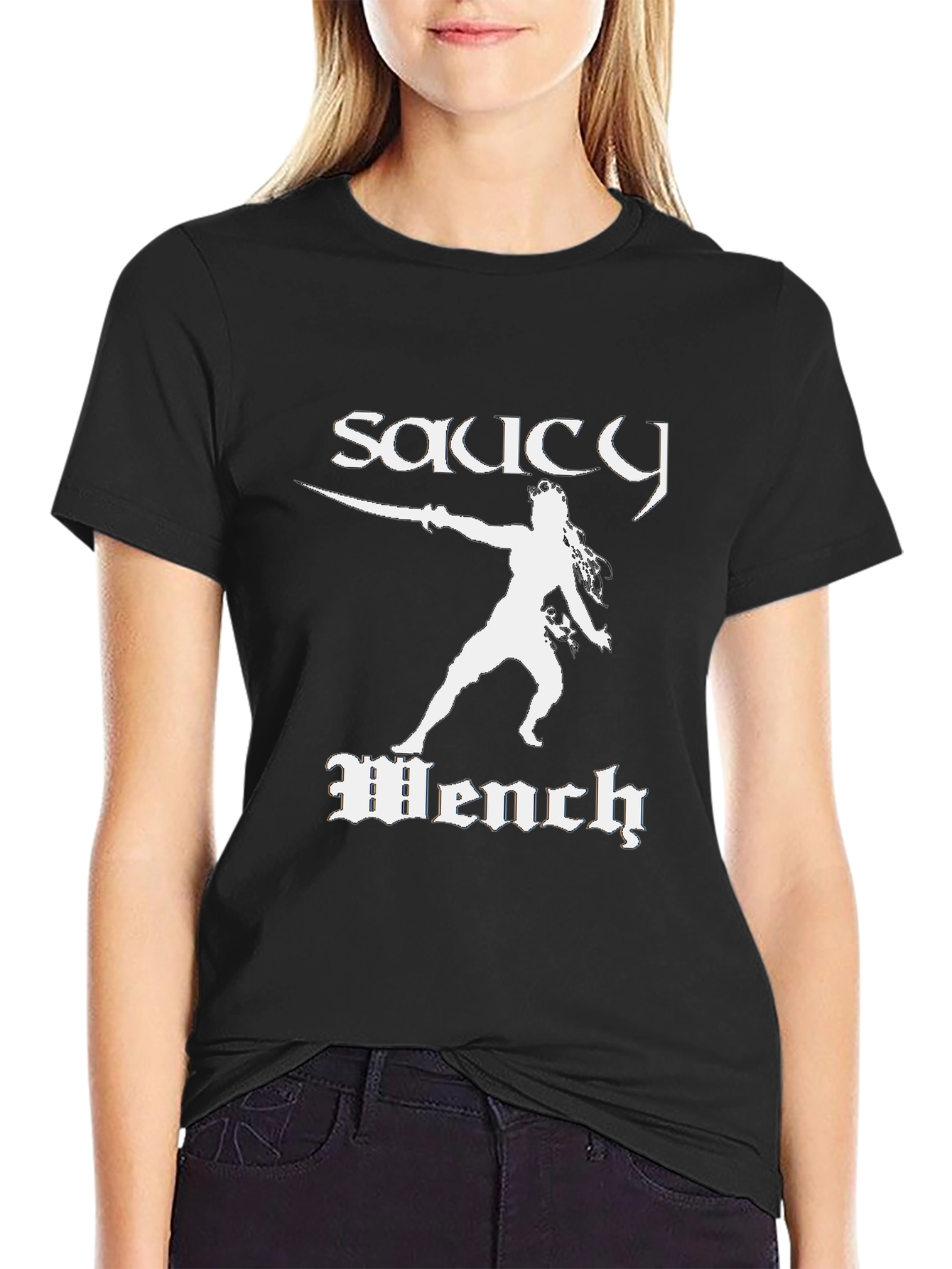 Saucy Wench Graphic Tee - Black Cotton T-Shirt
