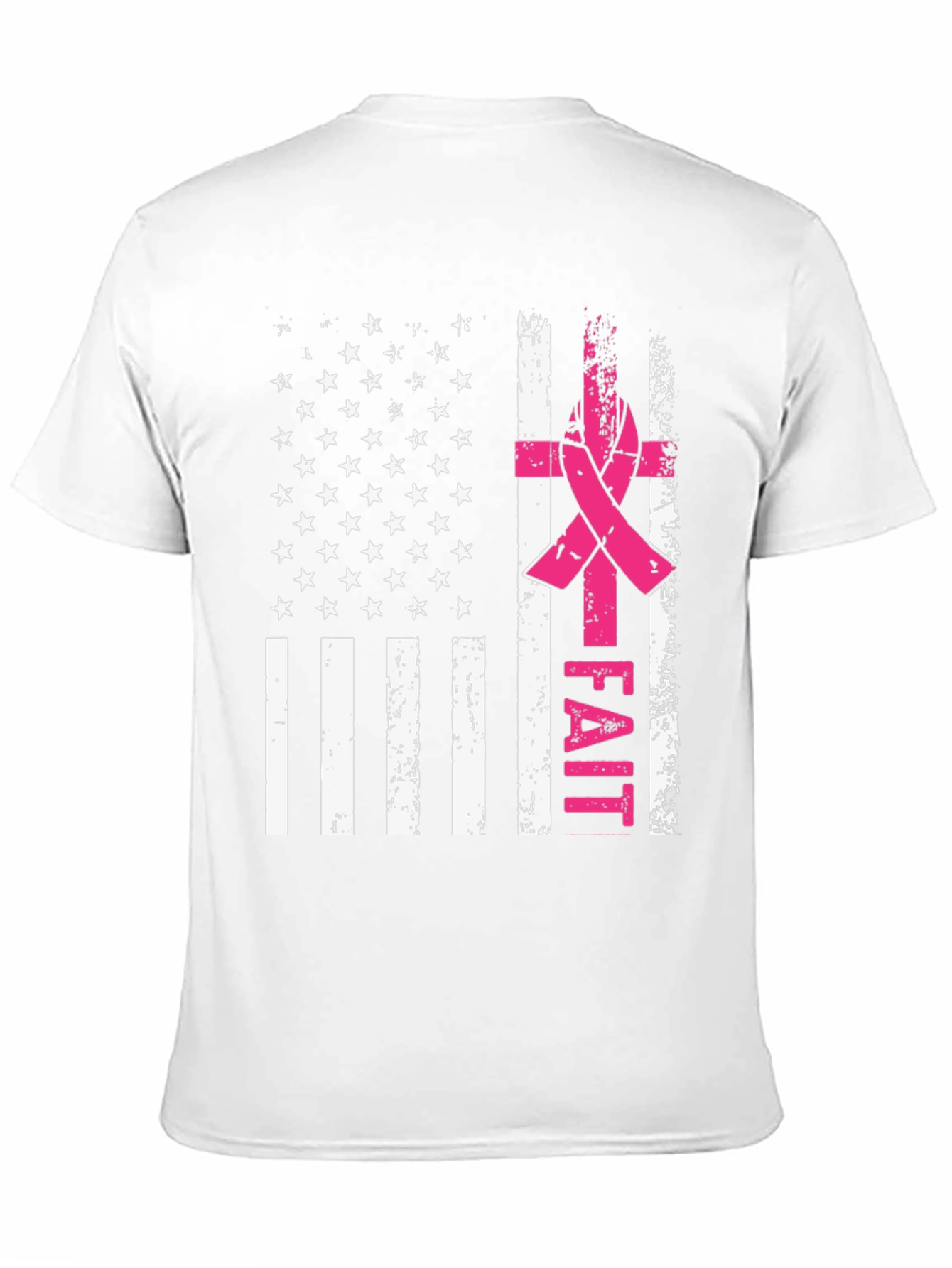 Faith Breast Cancer Awareness USA Flag T-Shirt