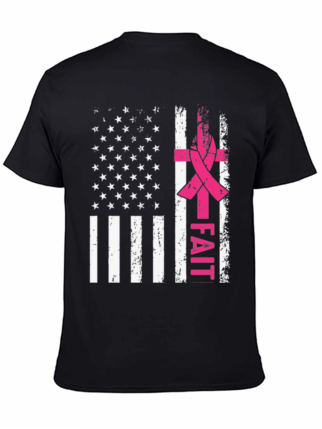 Faith Breast Cancer Awareness USA Flag T-Shirt