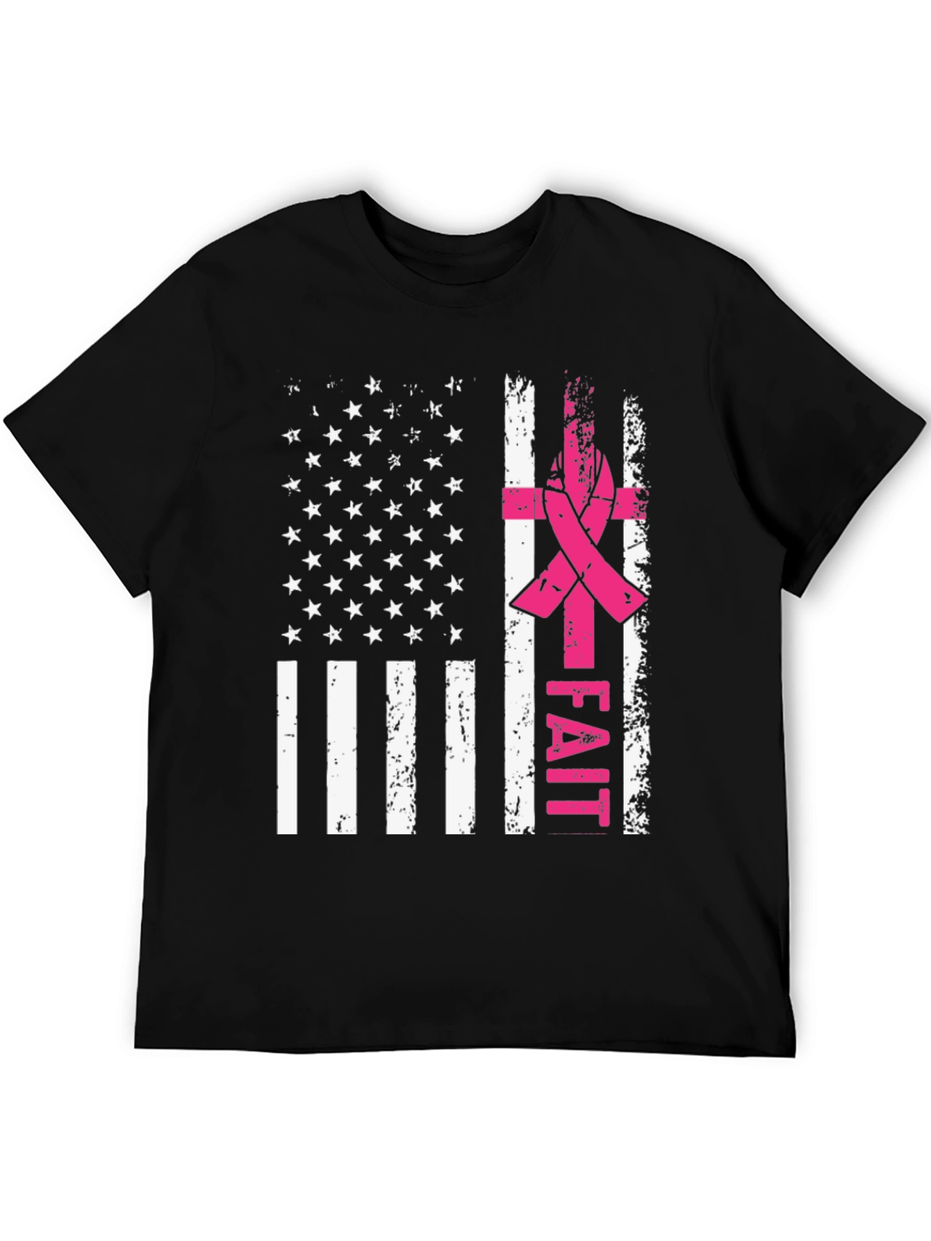 Faith Breast Cancer Awareness USA Flag T-Shirt