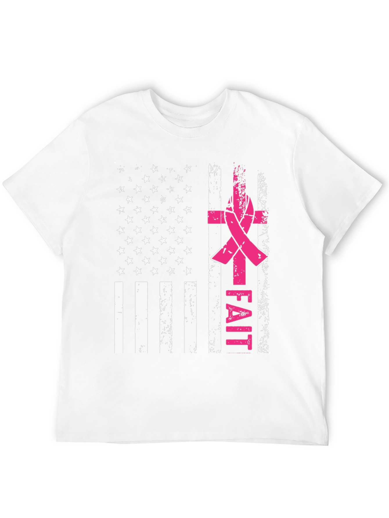 Faith Breast Cancer Awareness USA Flag T-Shirt
