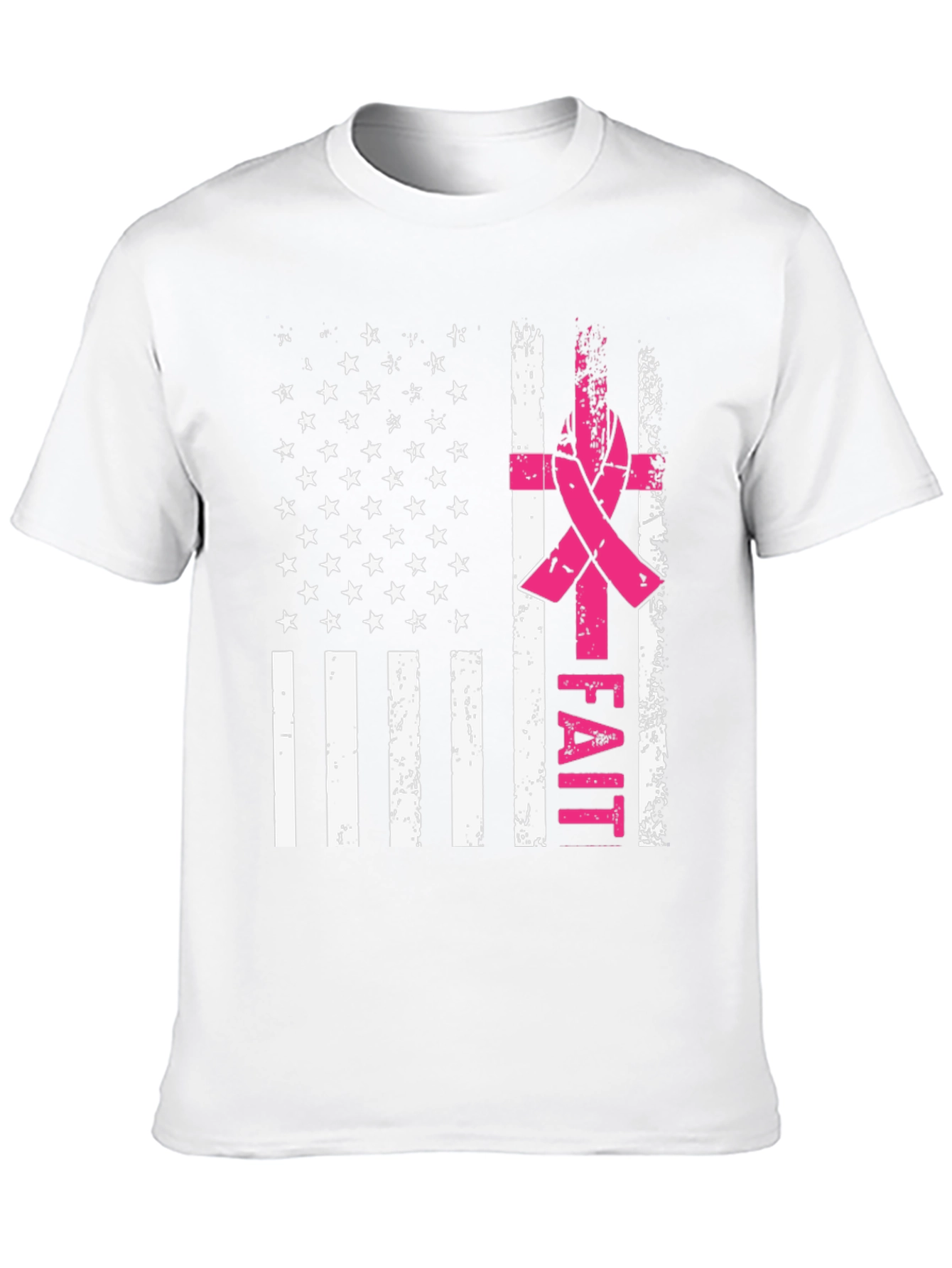Faith Breast Cancer Awareness USA Flag T-Shirt