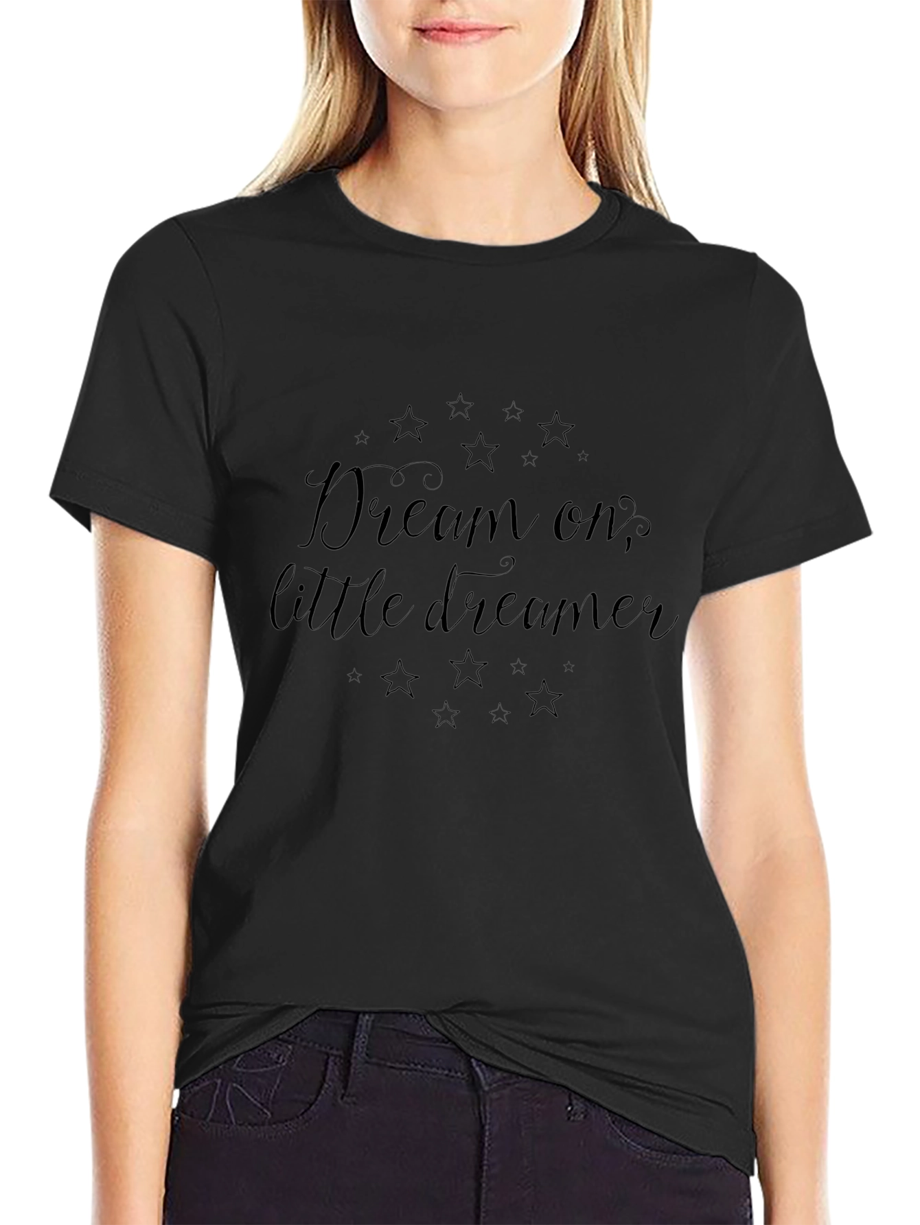 Dream On Little Dreamer Black T-Shirt