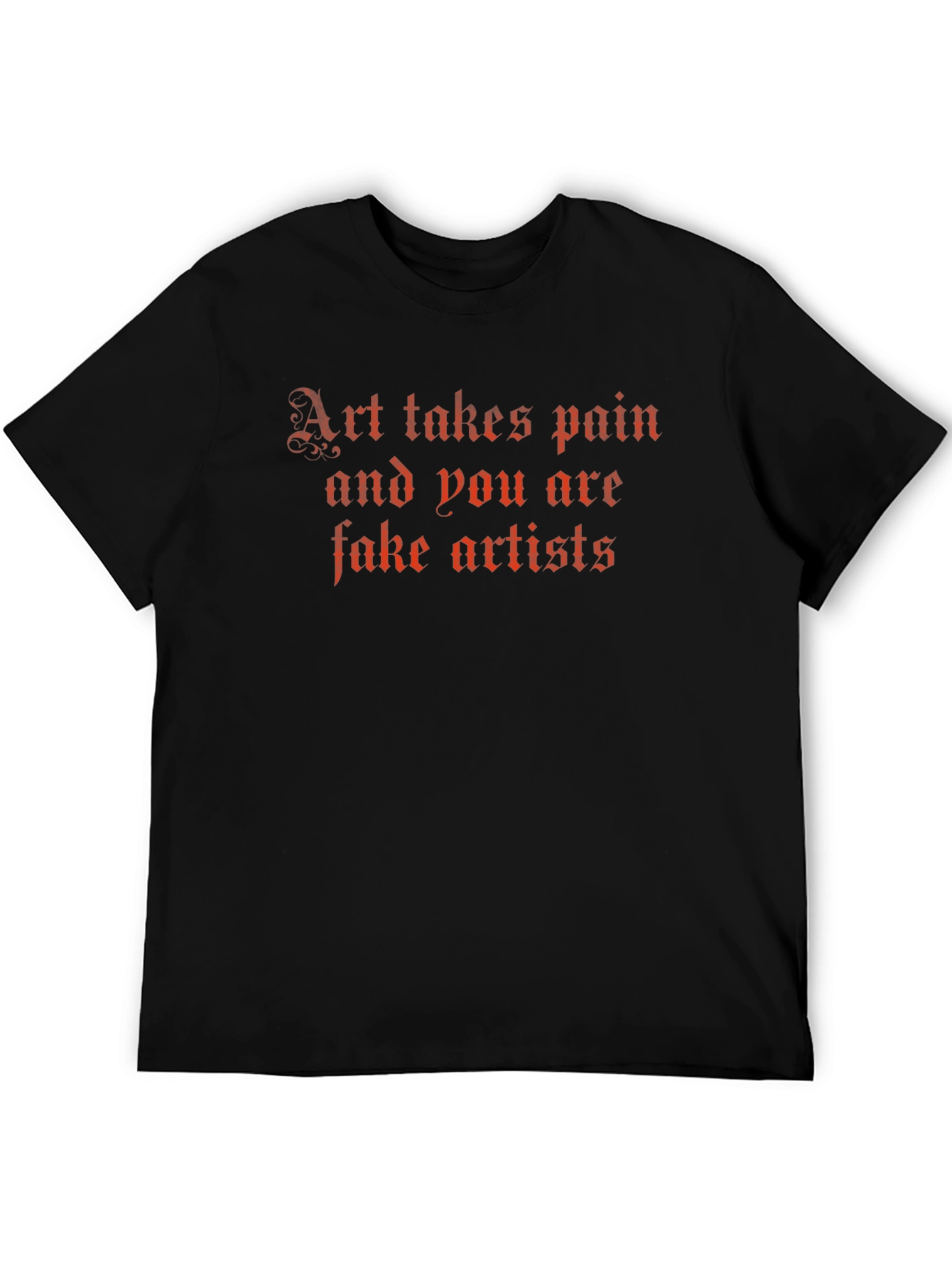 Edgy Art Takes Pain Graphic Tee - Black