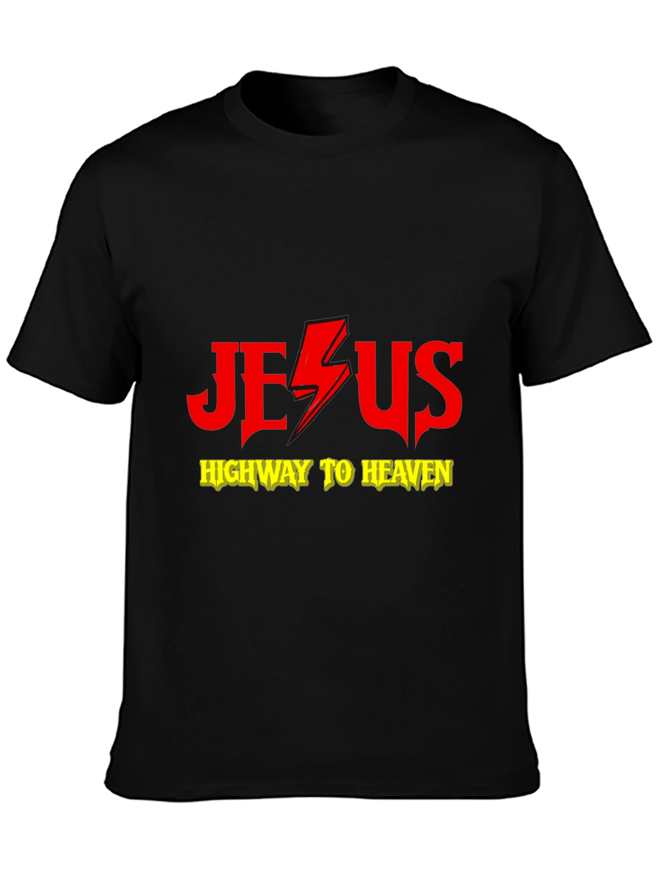 Jesus Highway to Heaven Black Graphic T-Shirt