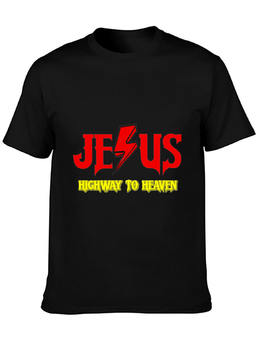 Jesus Highway to Heaven Black Graphic T-Shirt