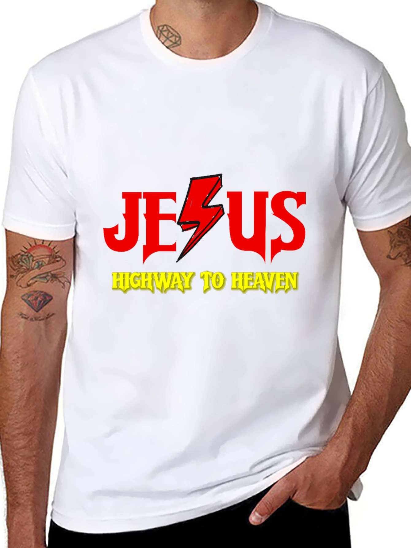 Jesus Highway to Heaven Black Graphic T-Shirt