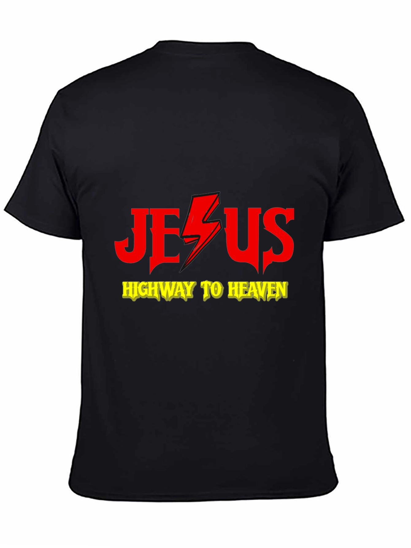 Jesus Highway to Heaven Black Graphic T-Shirt