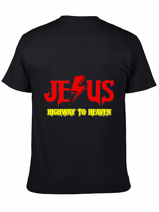 Jesus Highway to Heaven Black Graphic T-Shirt
