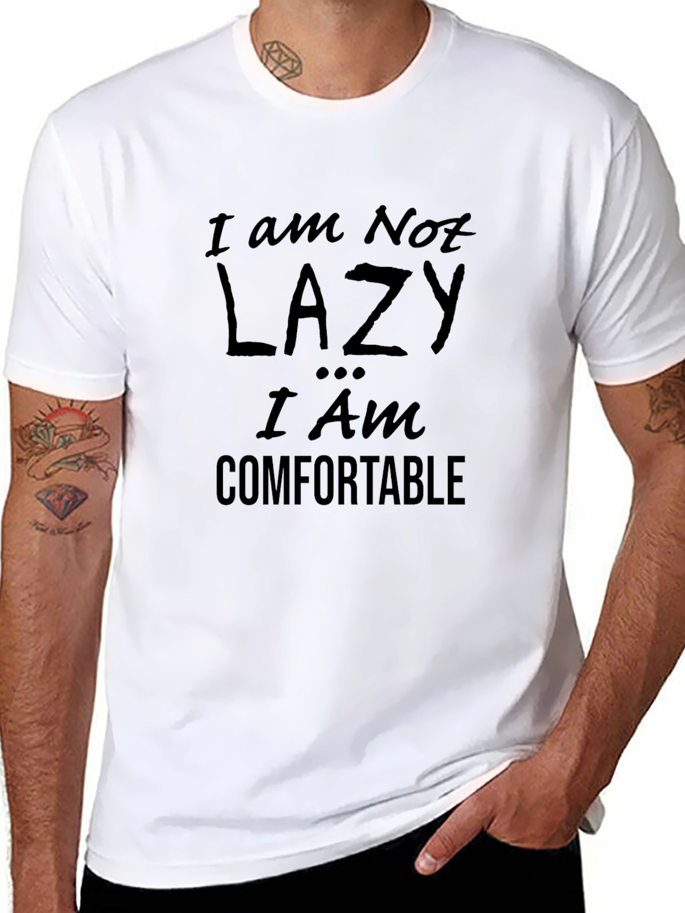 Comfortable Slogan T-Shirt - Black