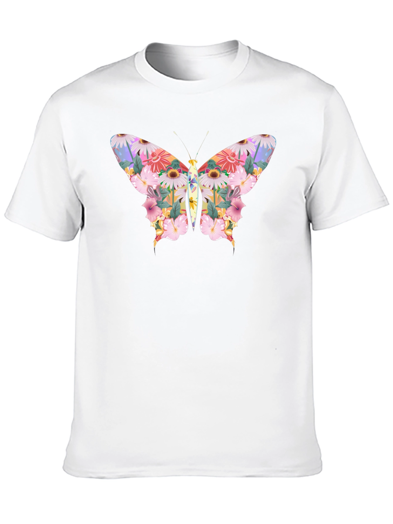 Floral Butterfly Graphic Black T-Shirt