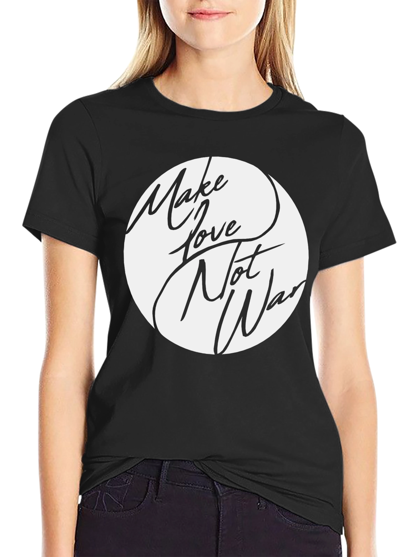 Make Love Not War Graphic Tee - Black