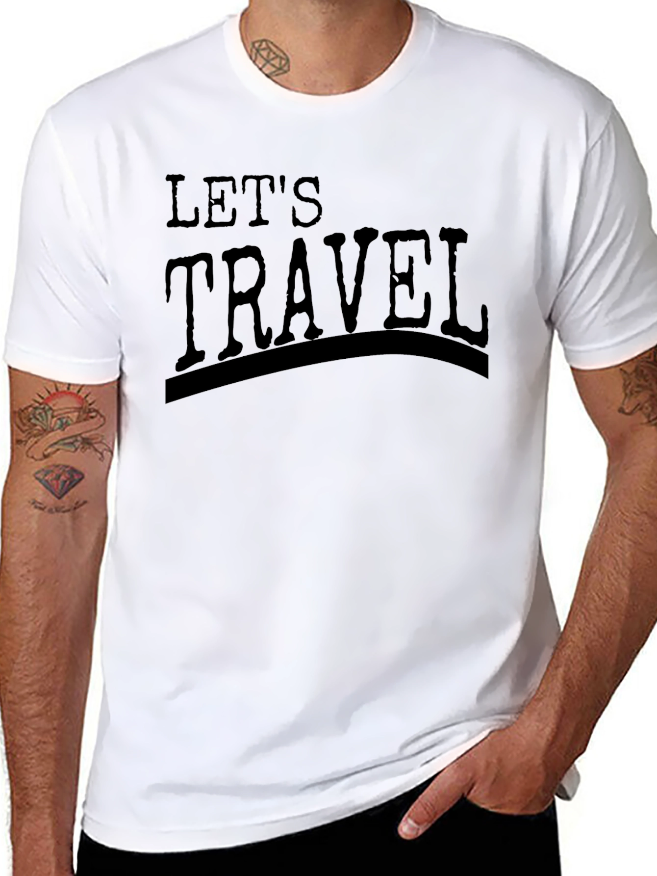 Lets Travel Graphic Tee - Black Cotton T-Shirt