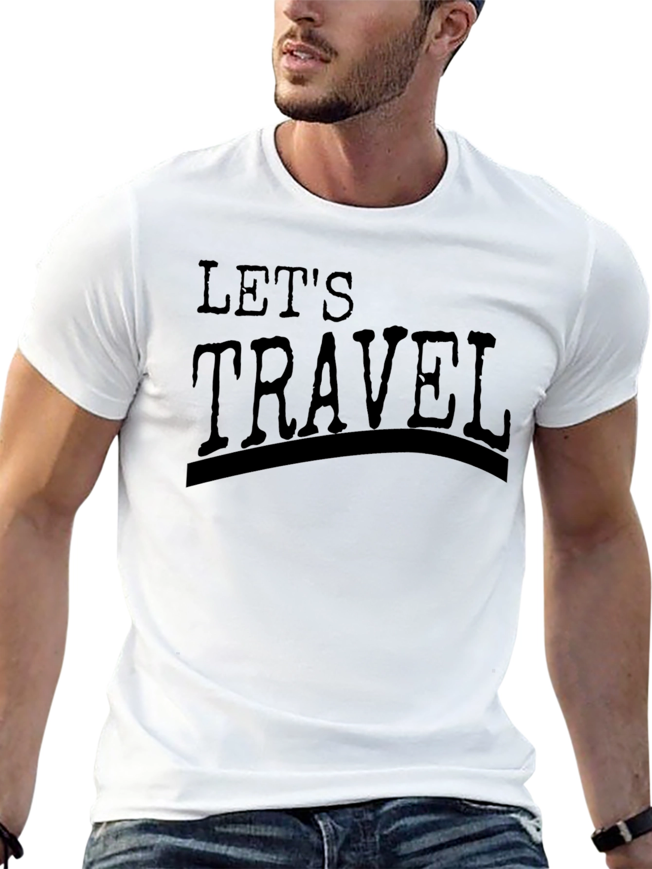 Lets Travel Graphic Tee - Black Cotton T-Shirt