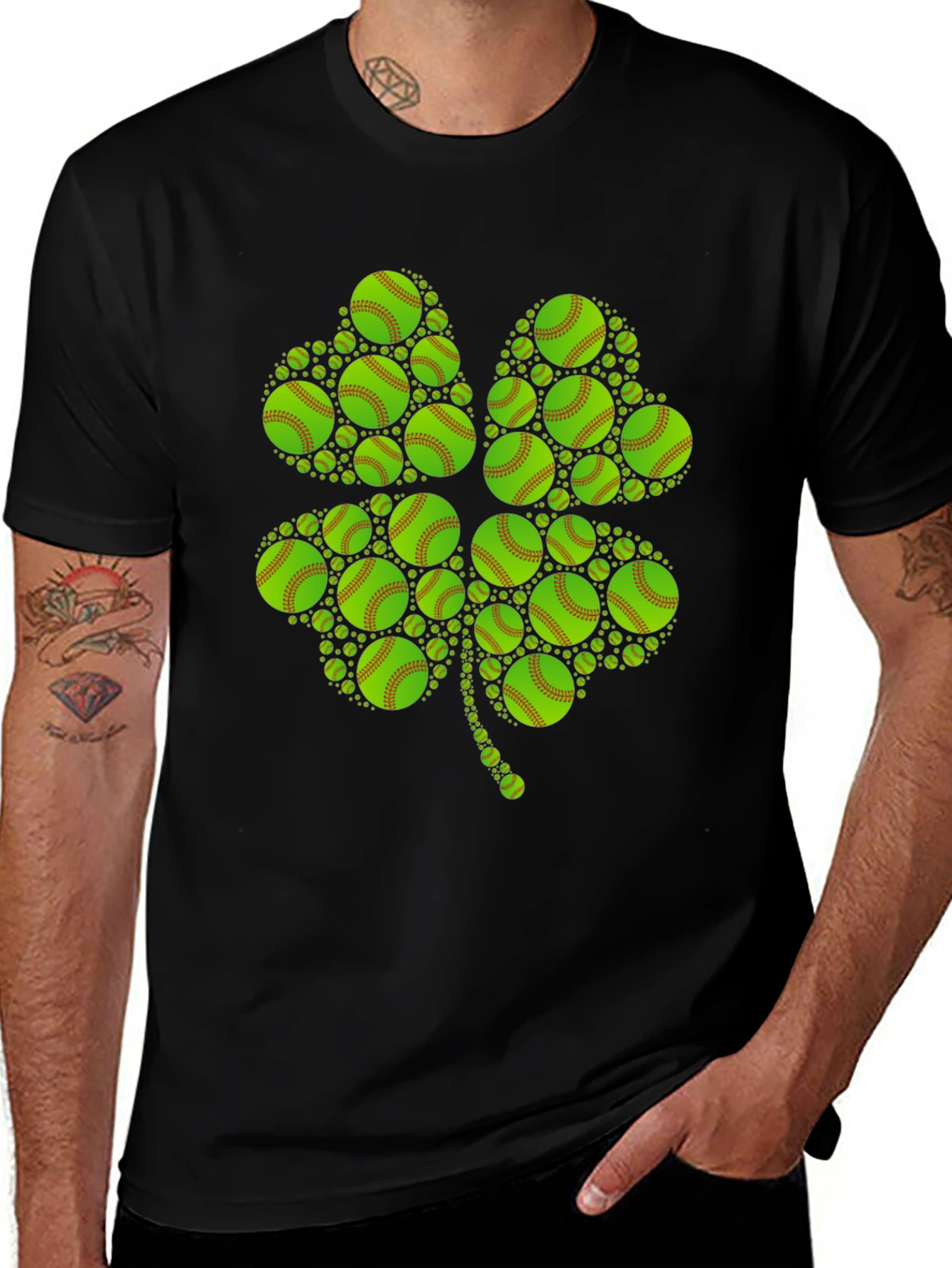 St. Patricks Day Softball Clover T-Shirt
