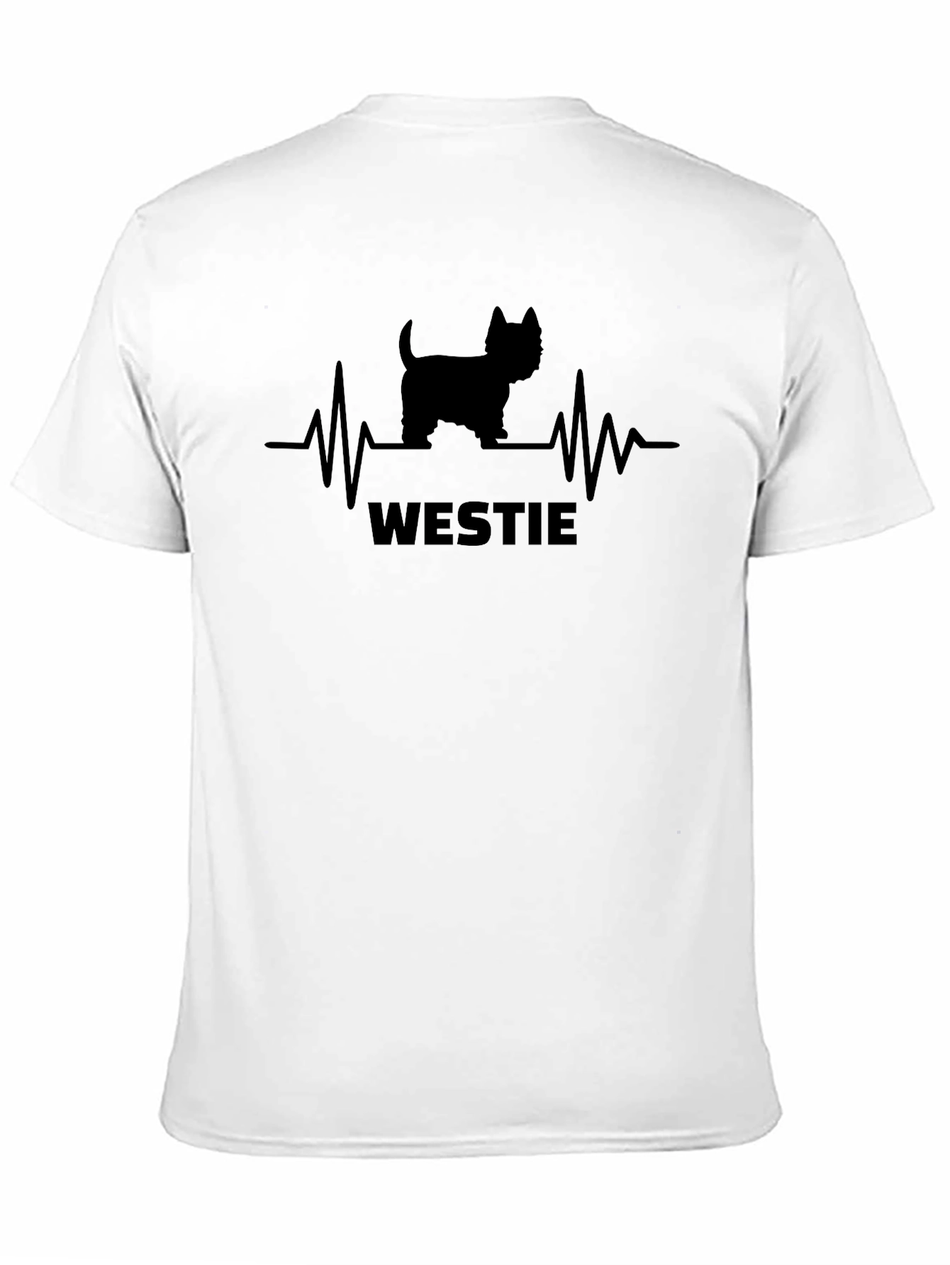 Westie Dog Heartbeat T-Shirt - Black Cotton Tee