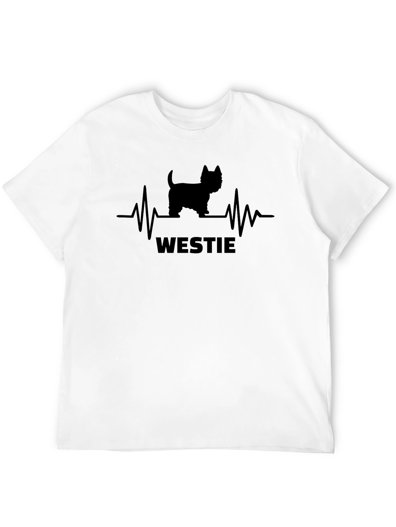 Westie Dog Heartbeat T-Shirt - Black Cotton Tee
