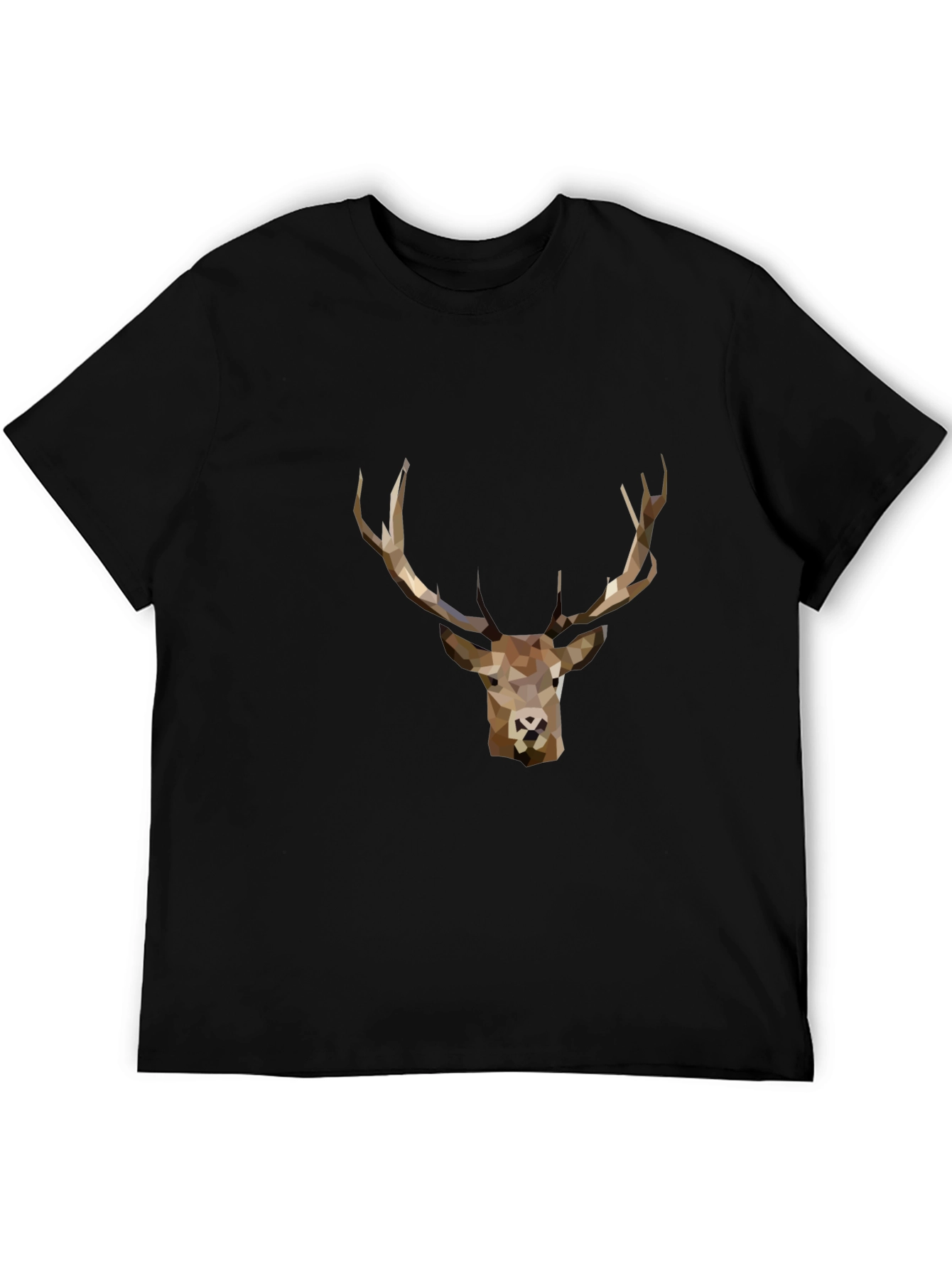 Geometric Deer Graphic Tee - Black