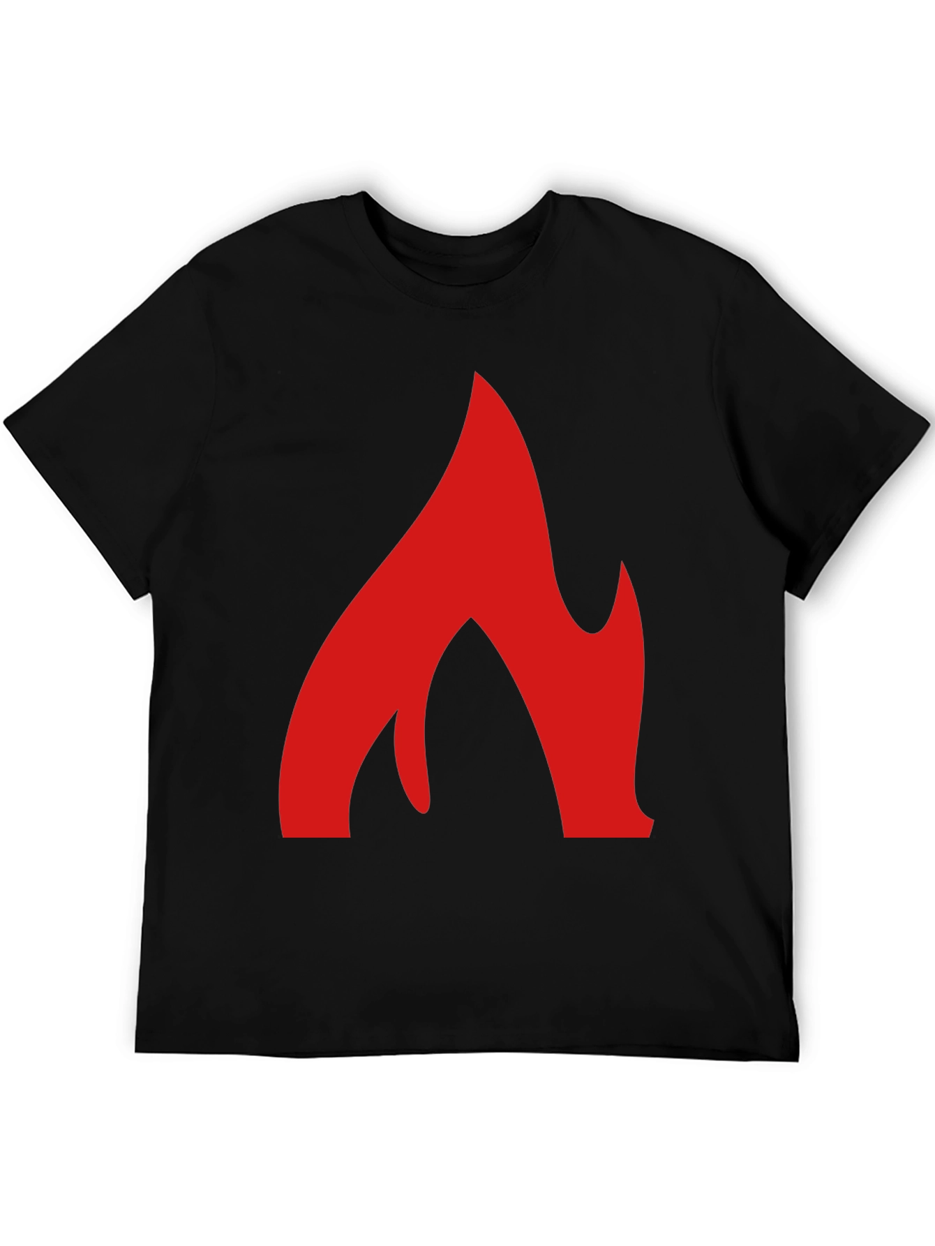 Bold Flame Graphic Tee - Black Cotton T-Shirt