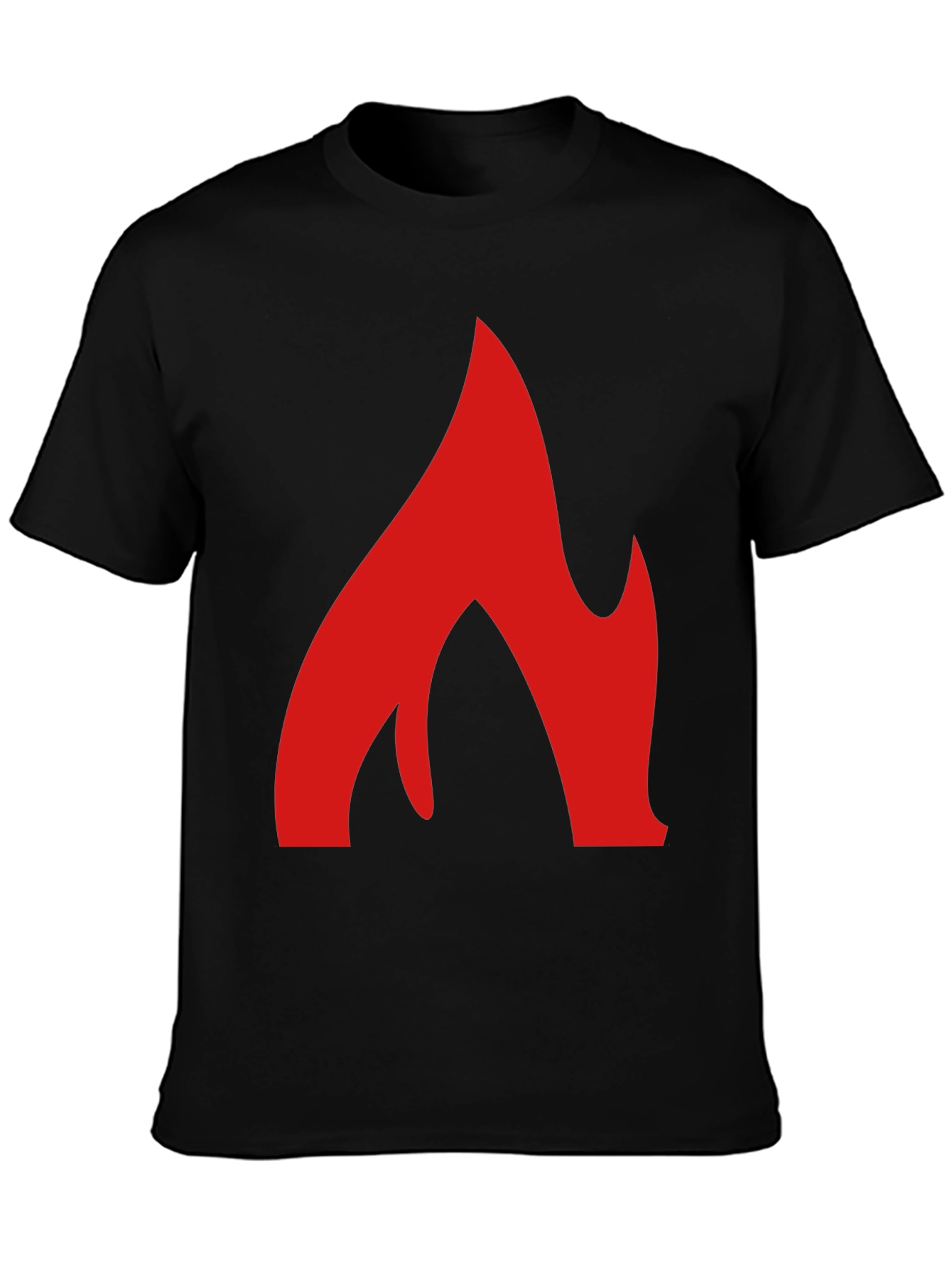 Bold Flame Graphic Tee - Black Cotton T-Shirt