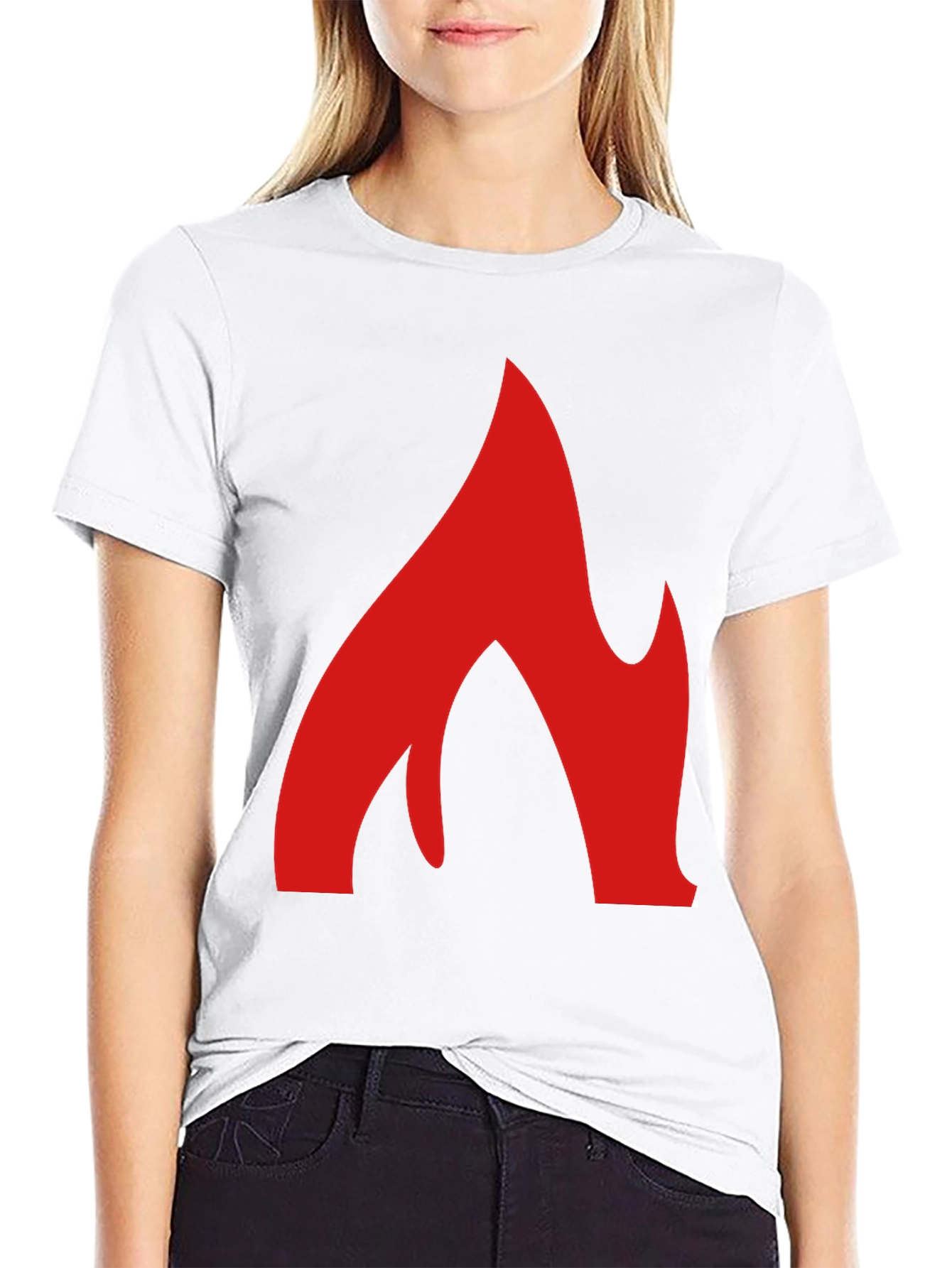 Bold Flame Graphic Tee - Black Cotton T-Shirt