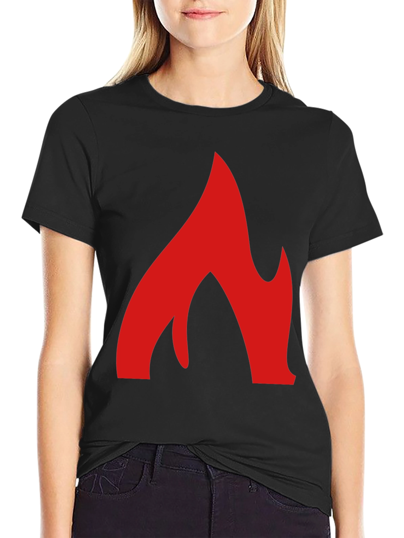 Bold Flame Graphic Tee - Black Cotton T-Shirt