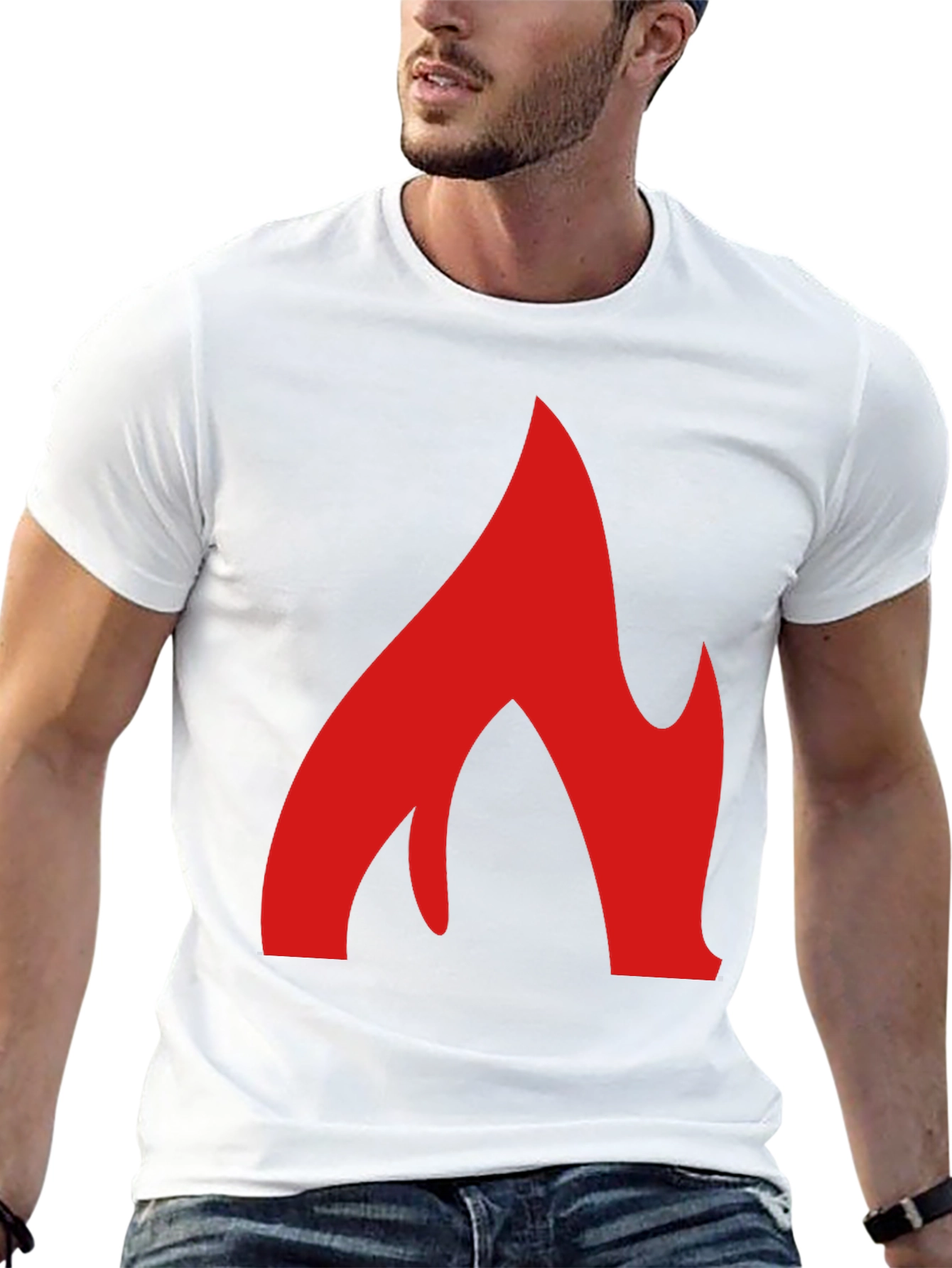 Bold Flame Graphic Tee - Black Cotton T-Shirt