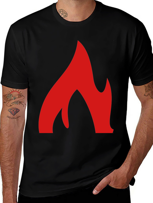 Bold Flame Graphic Tee - Black Cotton T-Shirt