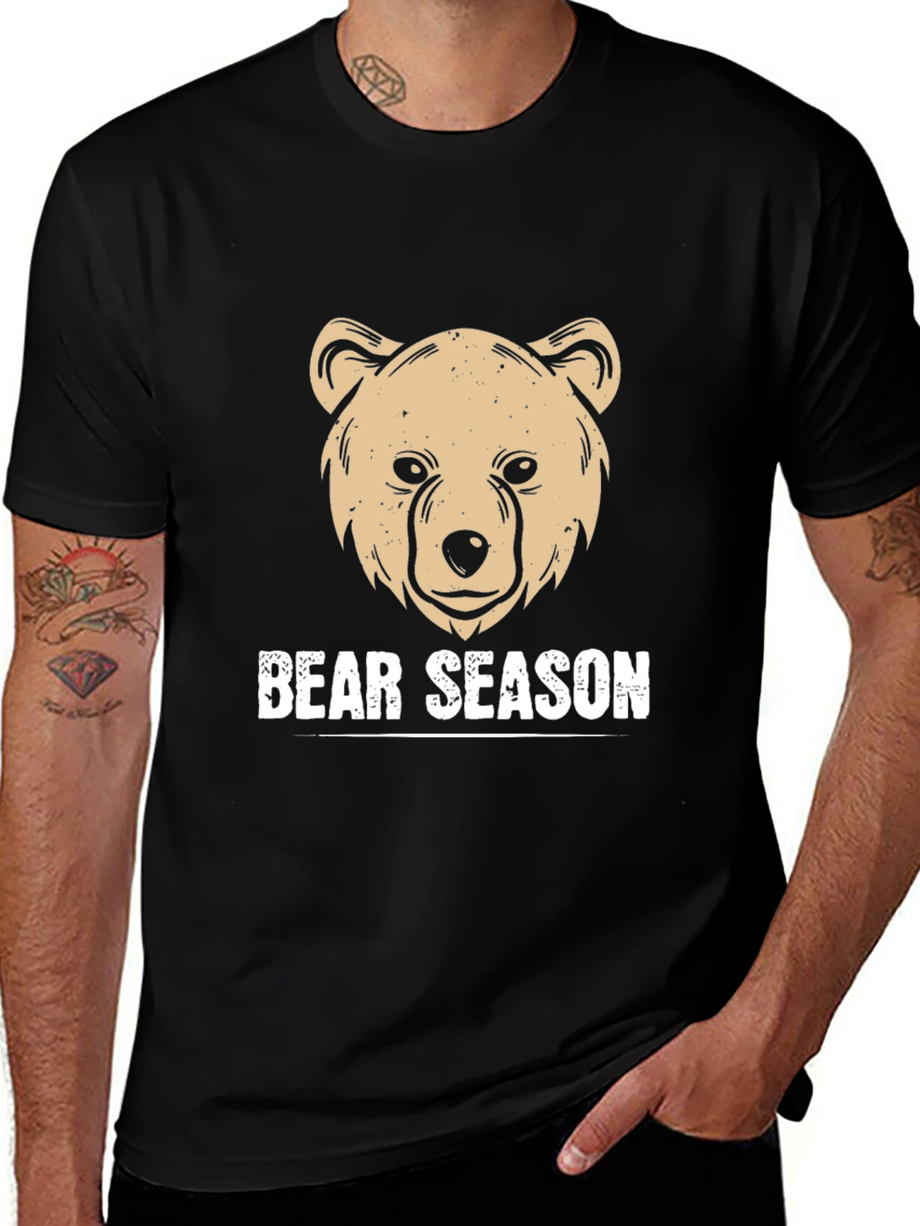 Bear Season Graphic Tee - Black Casual Shirt
