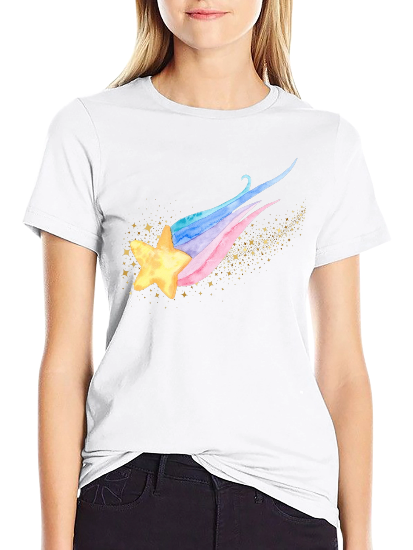 Shooting Star Graphic Tee - Trendy Celestial Design