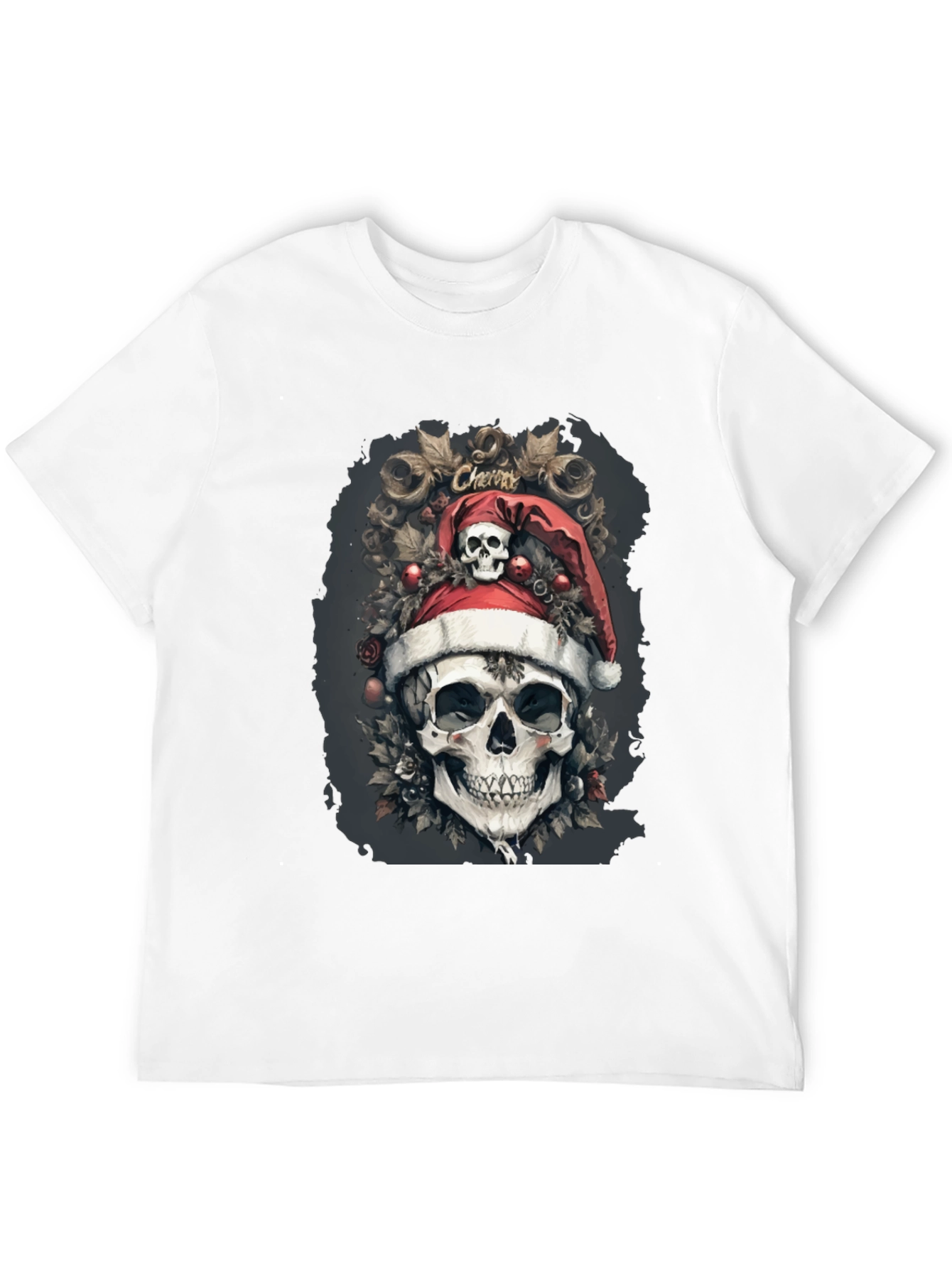 Festive Skull Graphic Tee - Holiday Skeleton Shirt