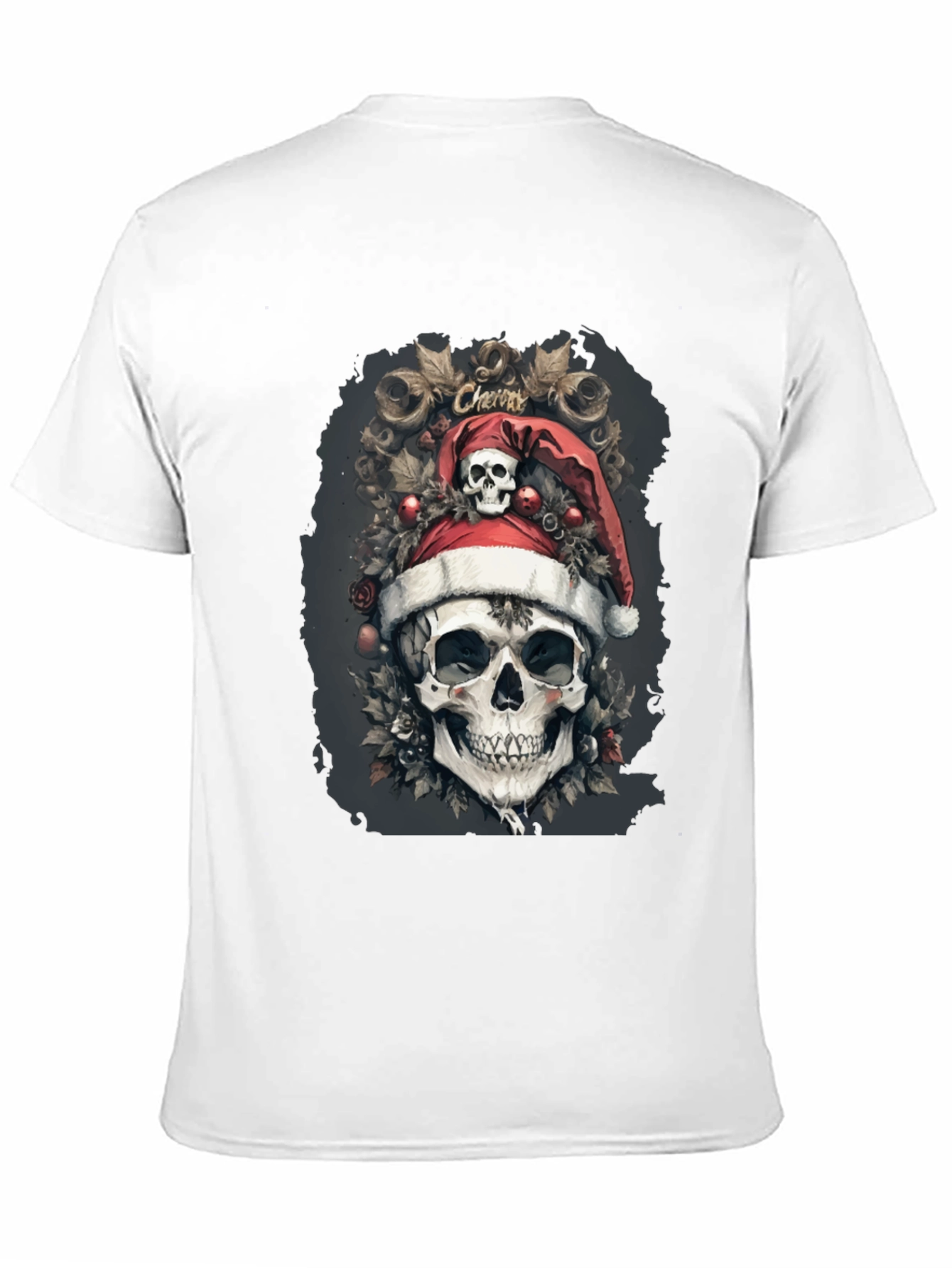 Festive Skull Graphic Tee - Holiday Skeleton Shirt