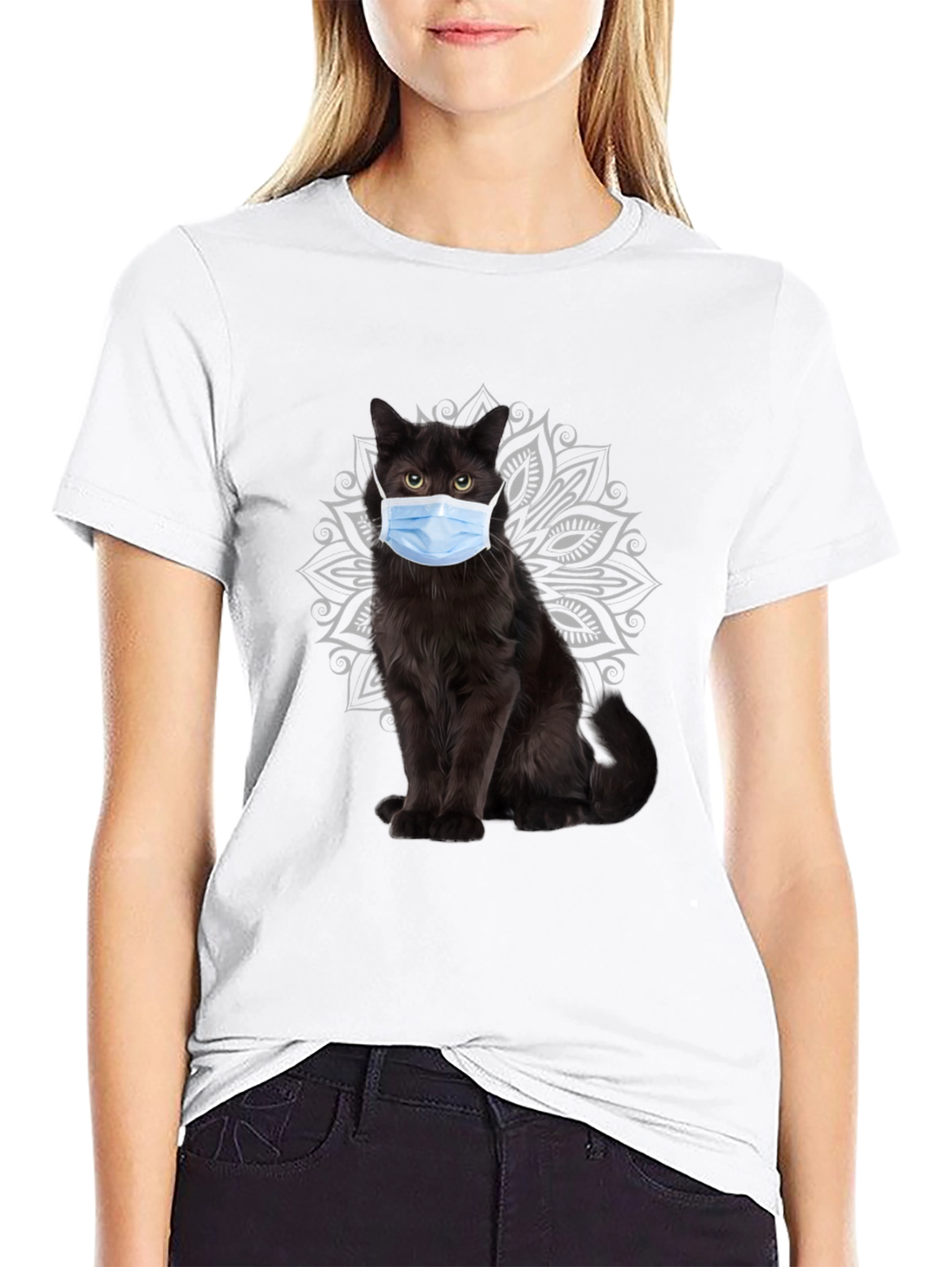 Masked Cat Graphic Tee - Unique Novelty T-Shirt