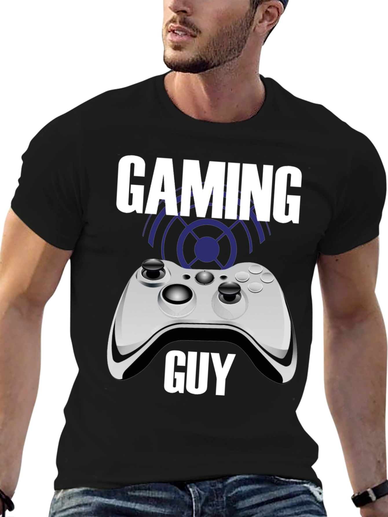 Gaming Guy Black T-Shirt with Controller Graphic